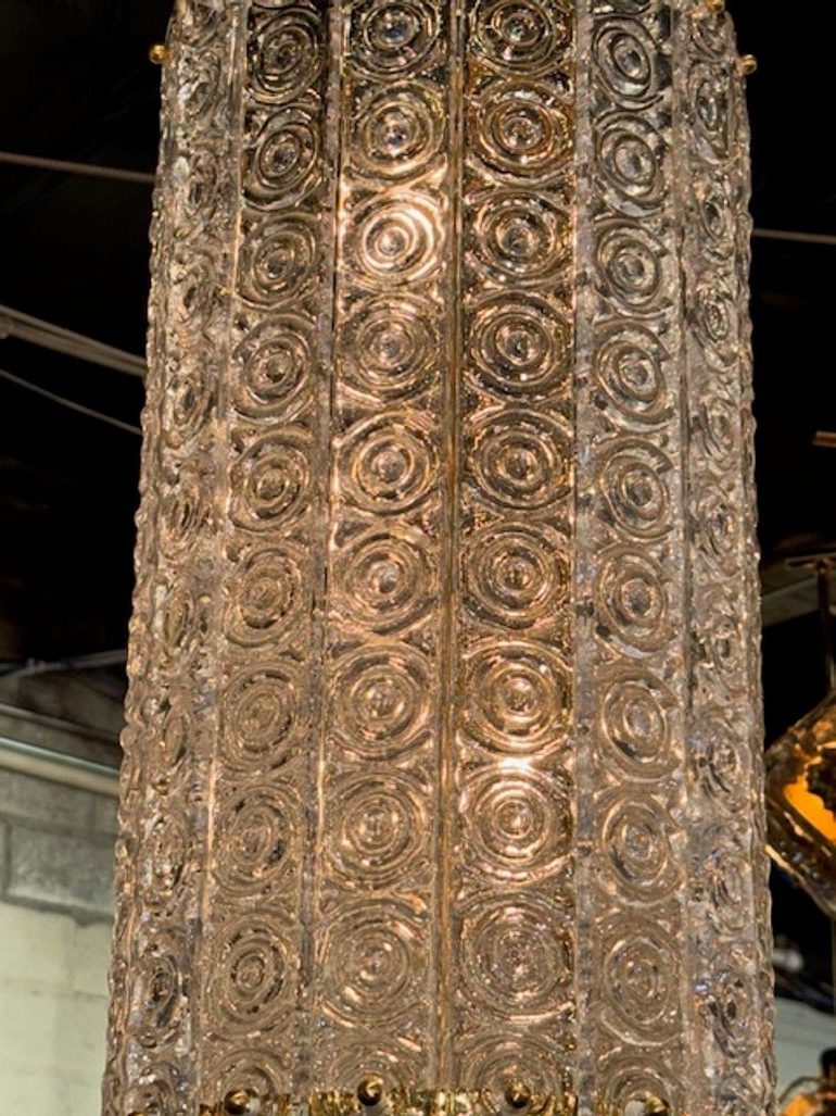 Modern Patterned Murano Glass and Brass Lantern - Image 3