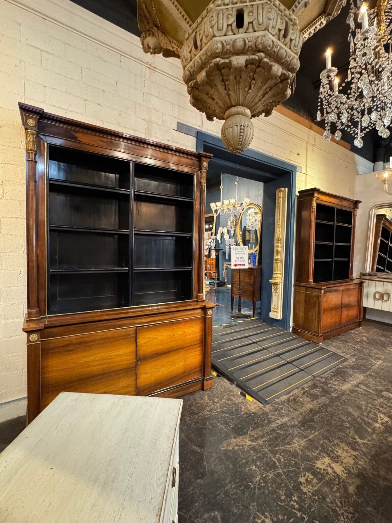 Pair of French Empire Walnut Display Cabinets - Image 3