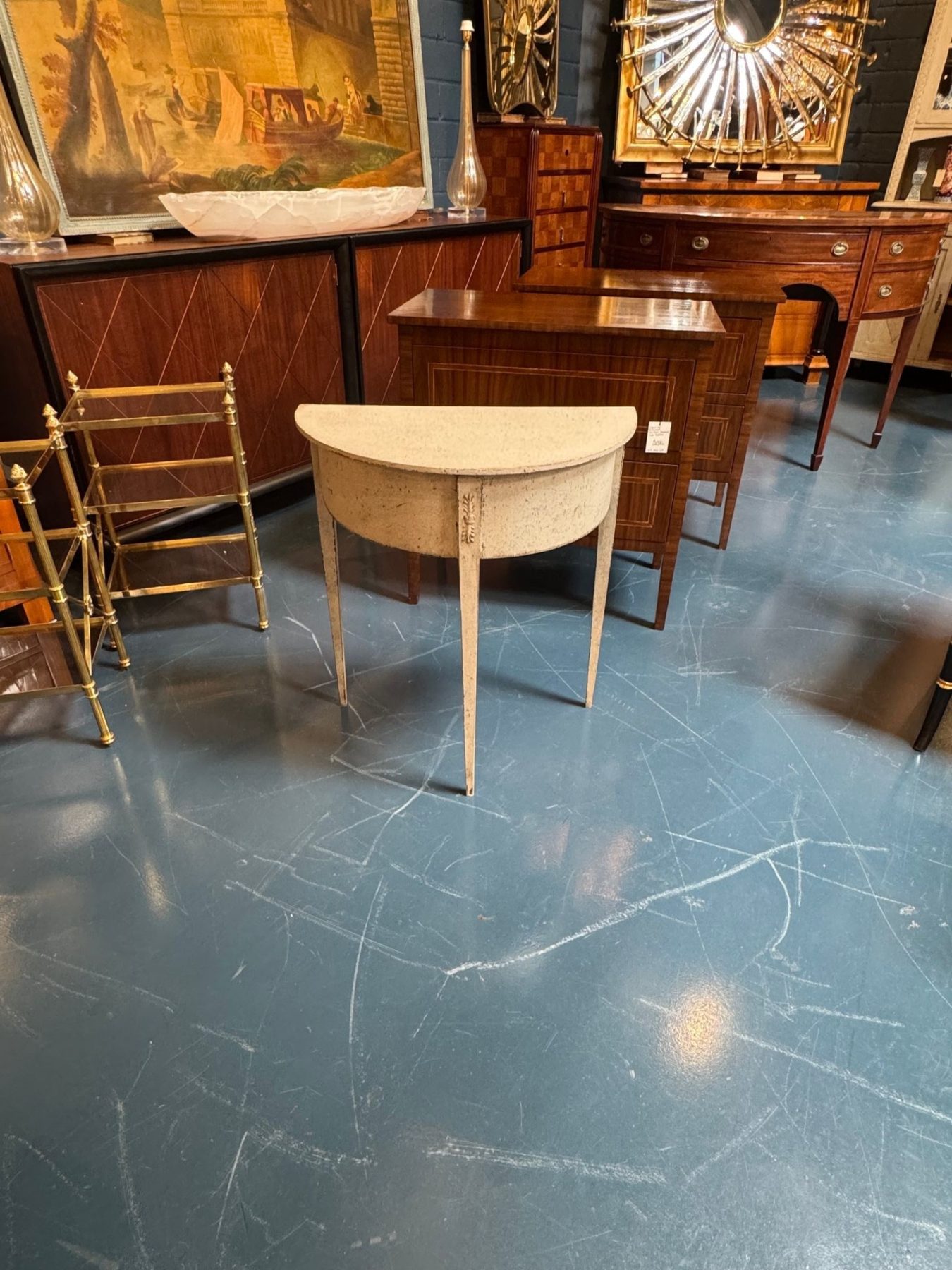 Swedish Gustavian Painted Demi-Lune Side Table - Image 3