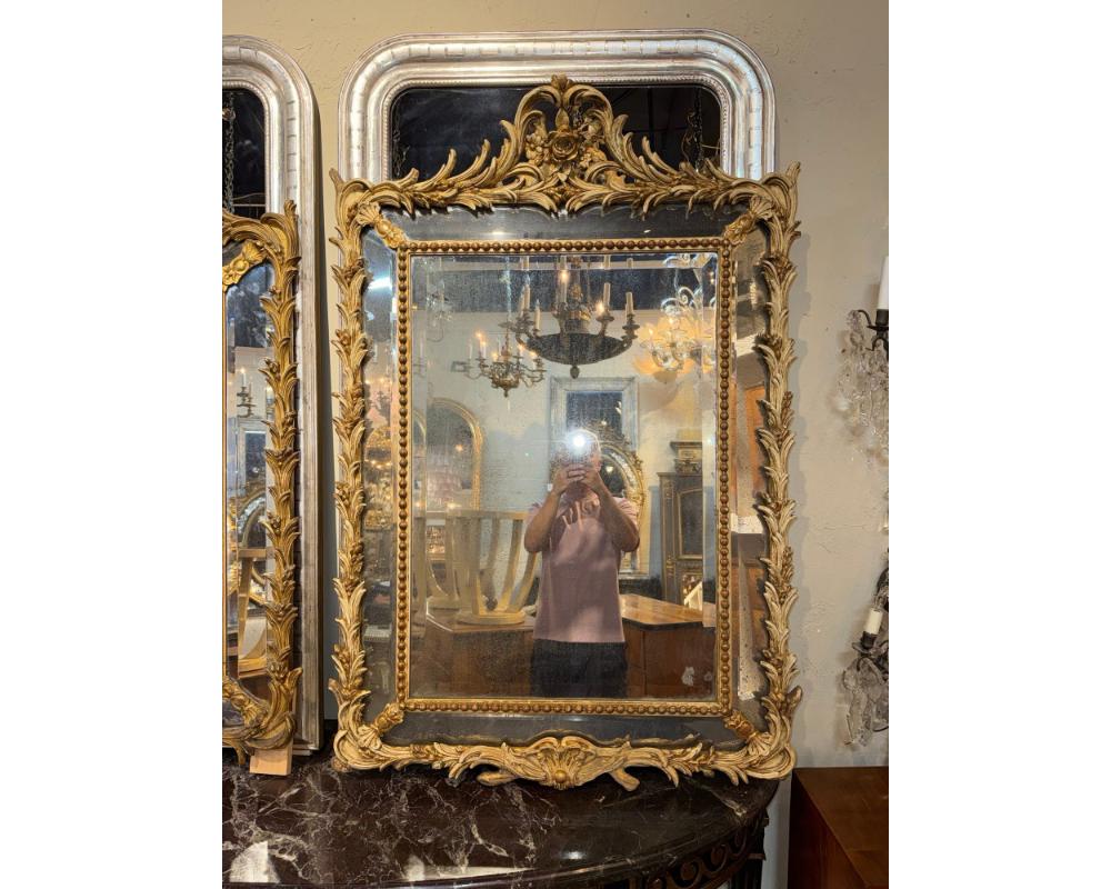 Companion Pair of 19th c. French Giltwood Cushion Mirrors - Image 3