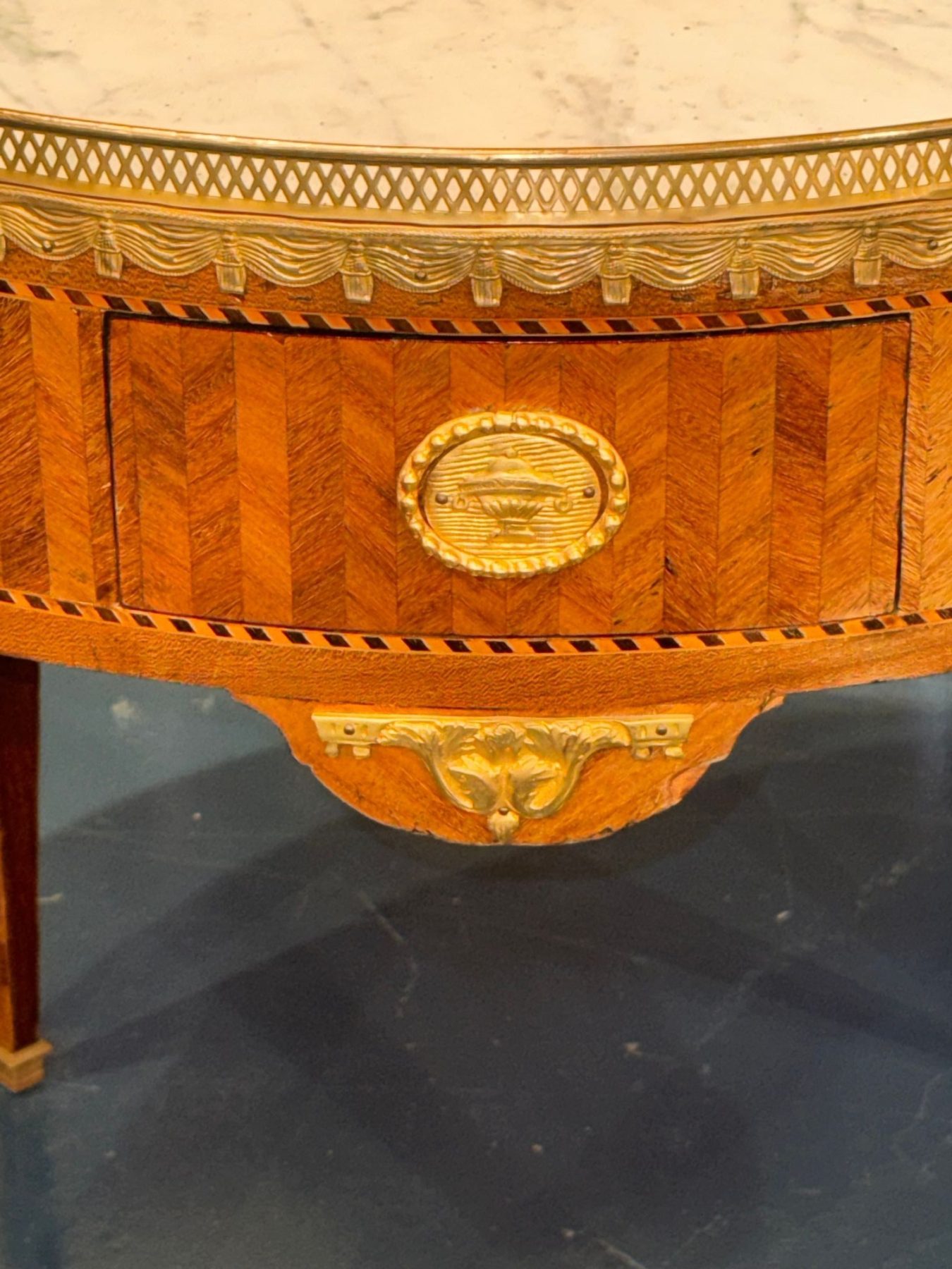 19th c. French Louis XVI Inlaid Center Table - Image 3