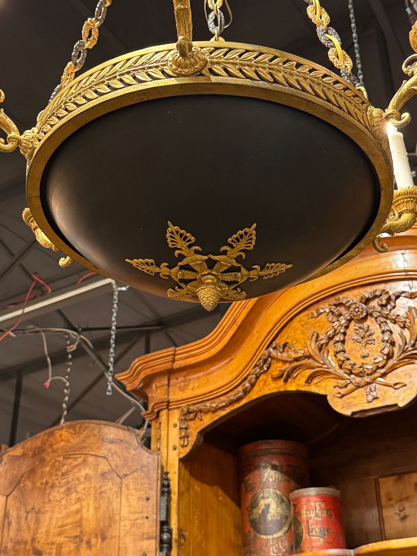Late 19th c. French Empire Bronze Chandelier - Image 3