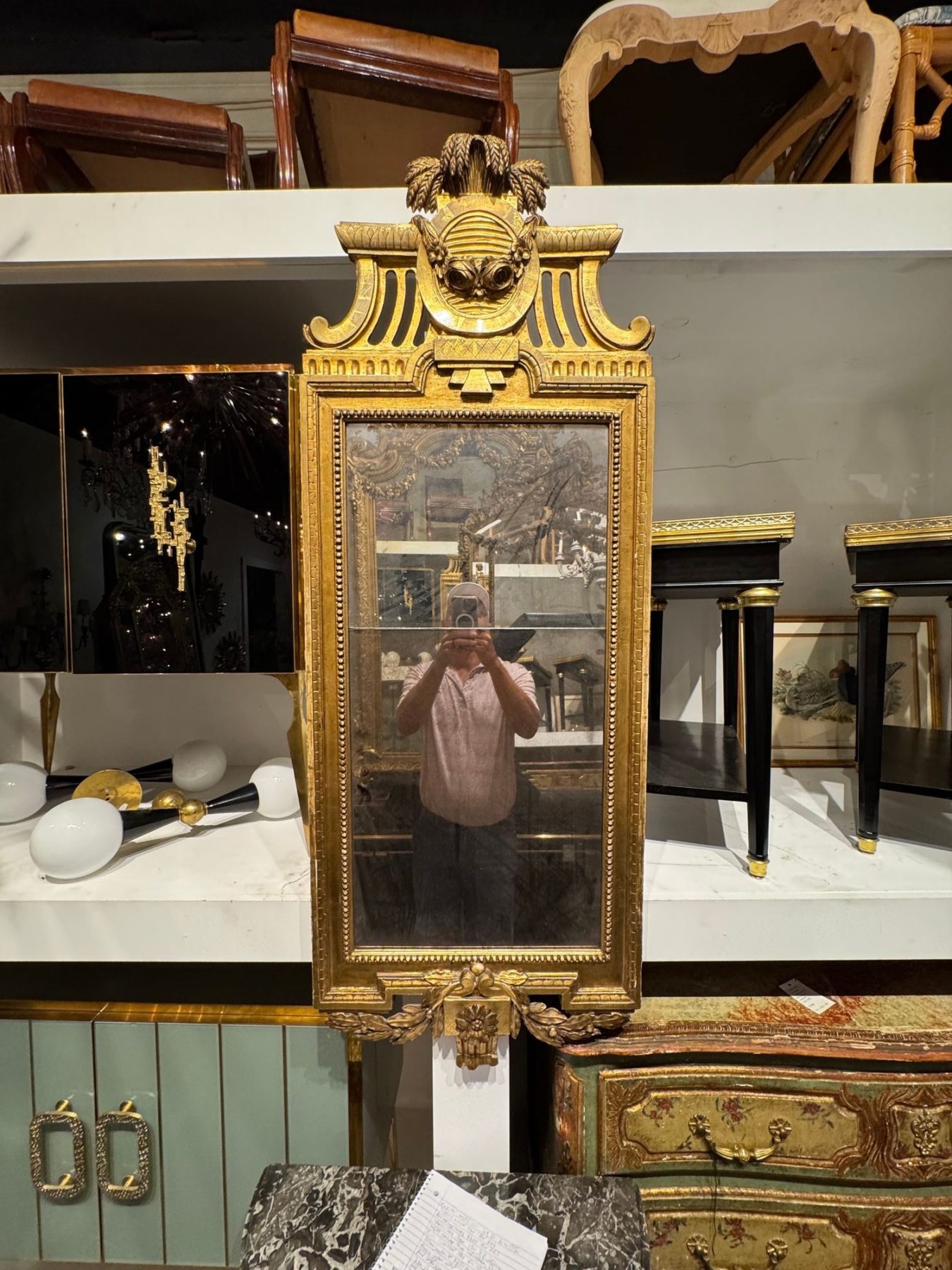 19th c. Swedish Neoclassical Giltwood Mirror - Image 3