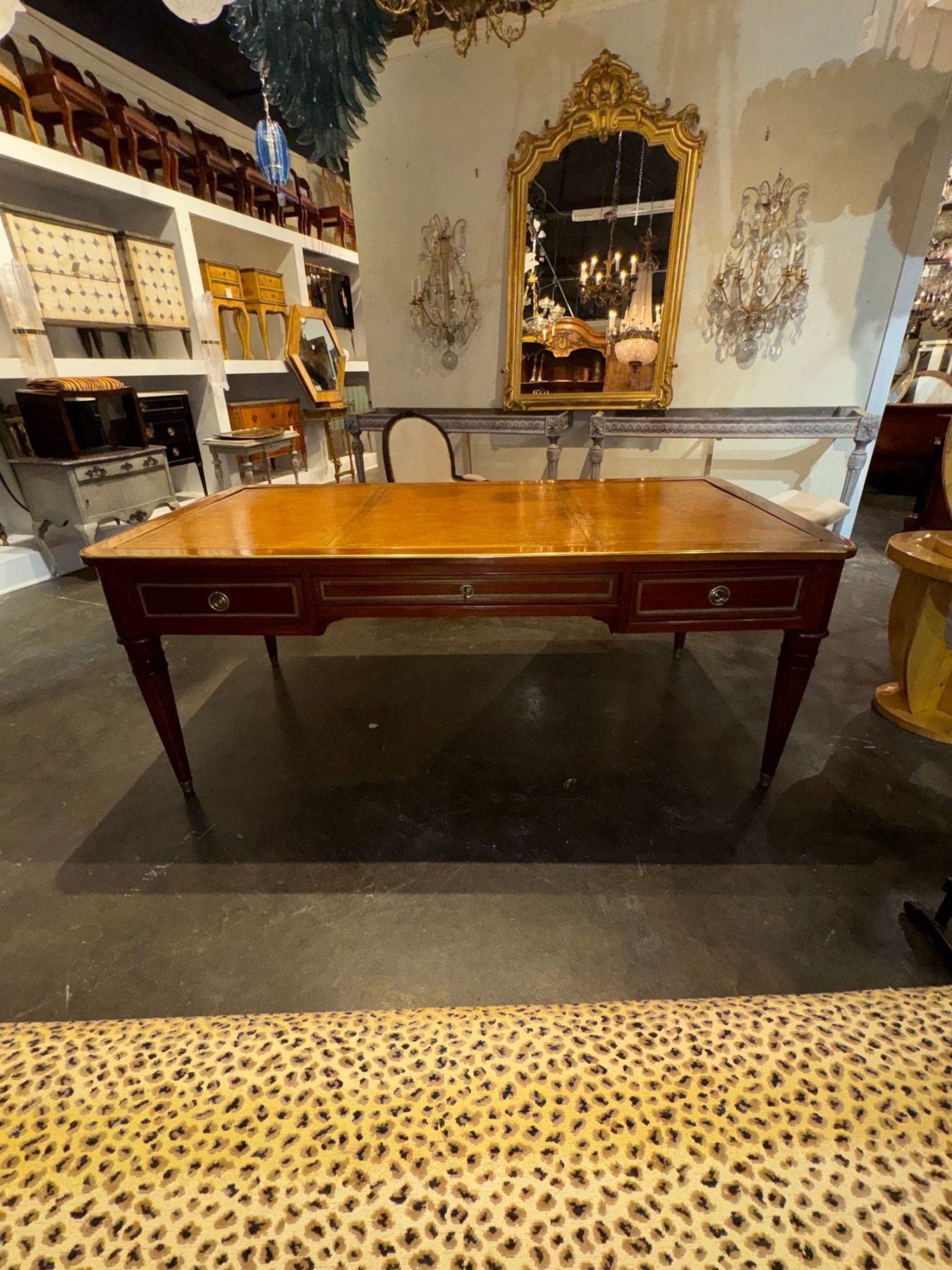 Large 19th c. French Louis XVI Walnut Bureau Plat - Image 3