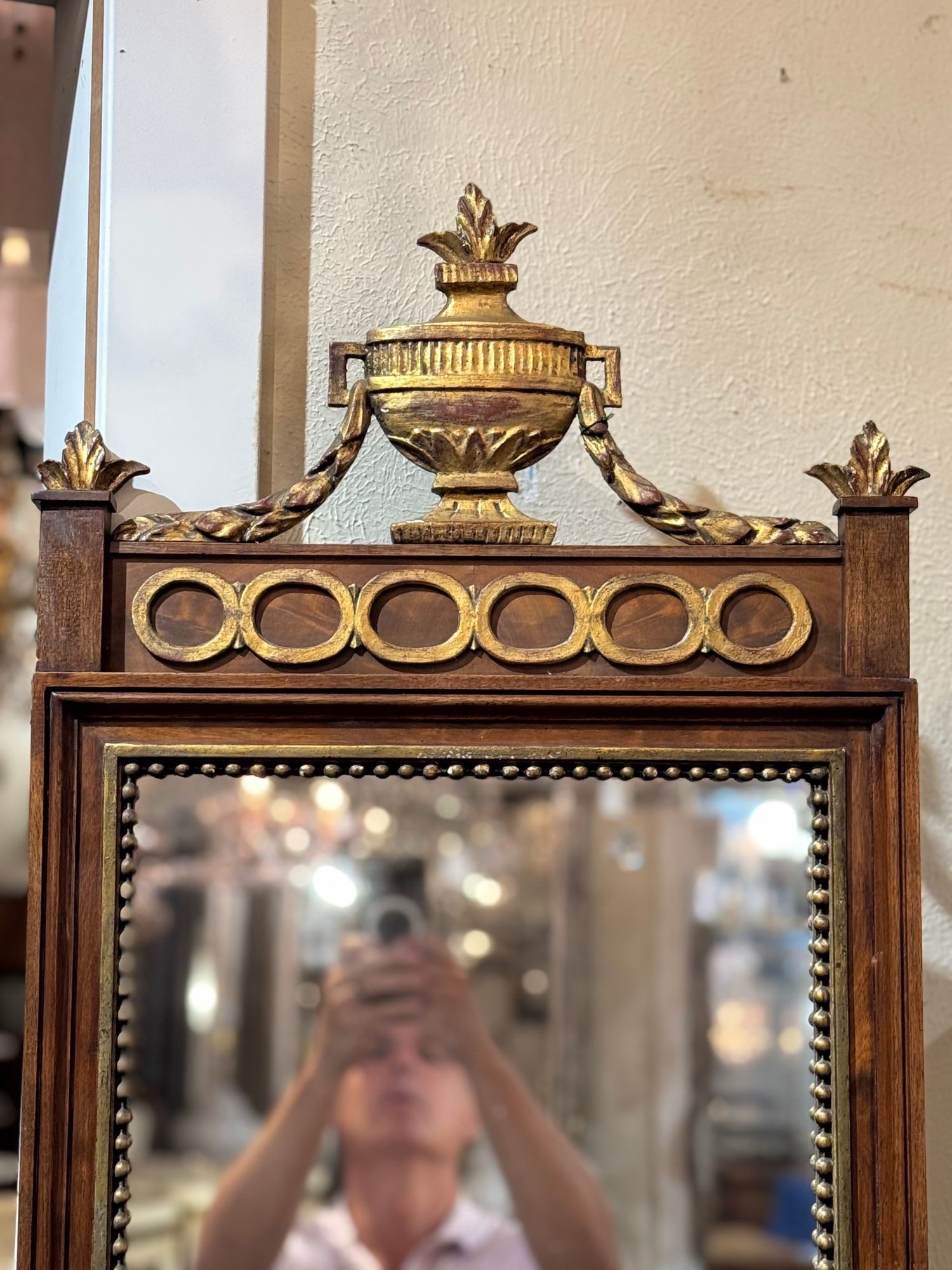 19th c. Swedish Walnut and Gilt Mirror - Image 3