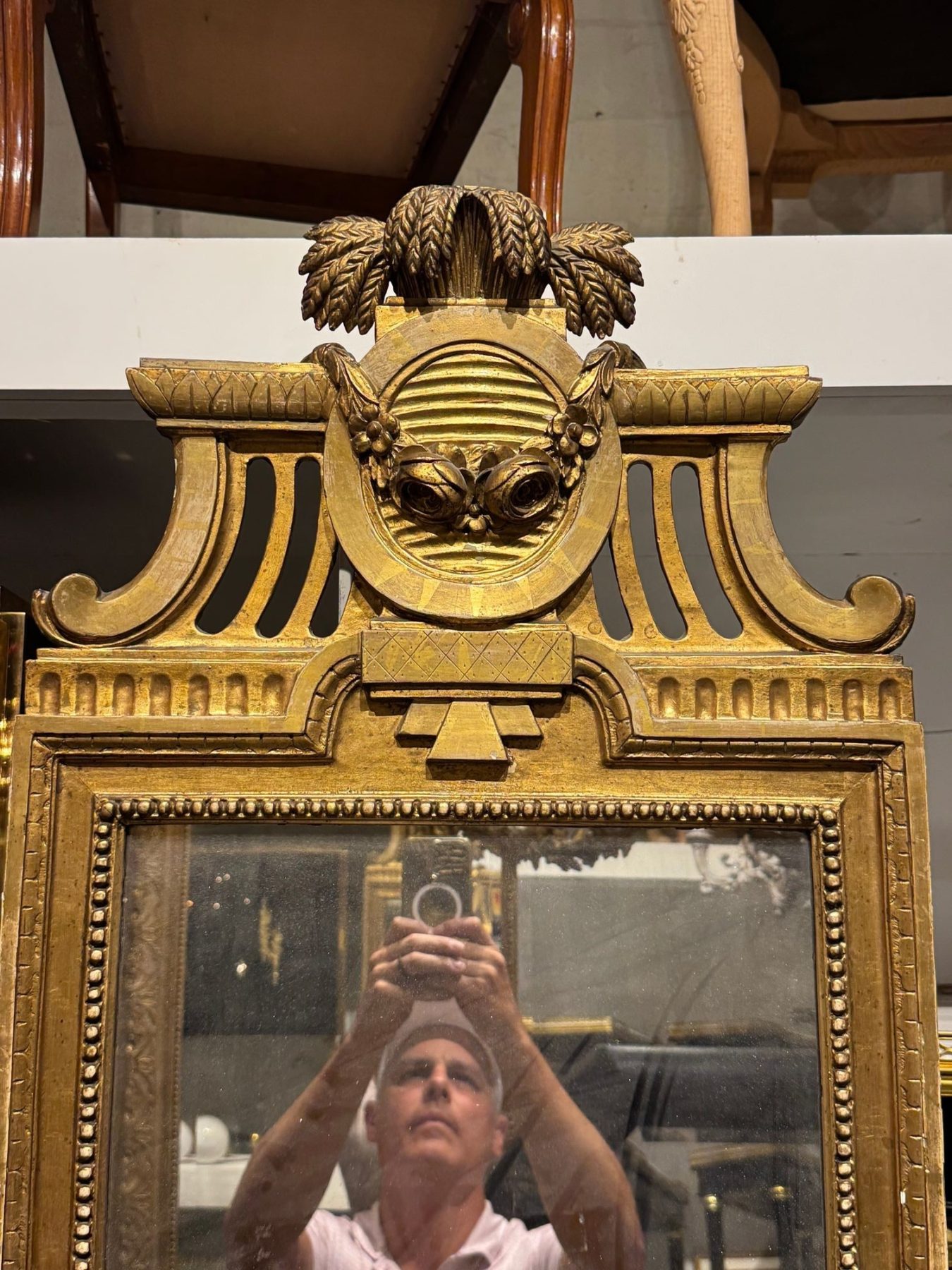 19th c. Swedish Neoclassical Giltwood Mirror - Image 4