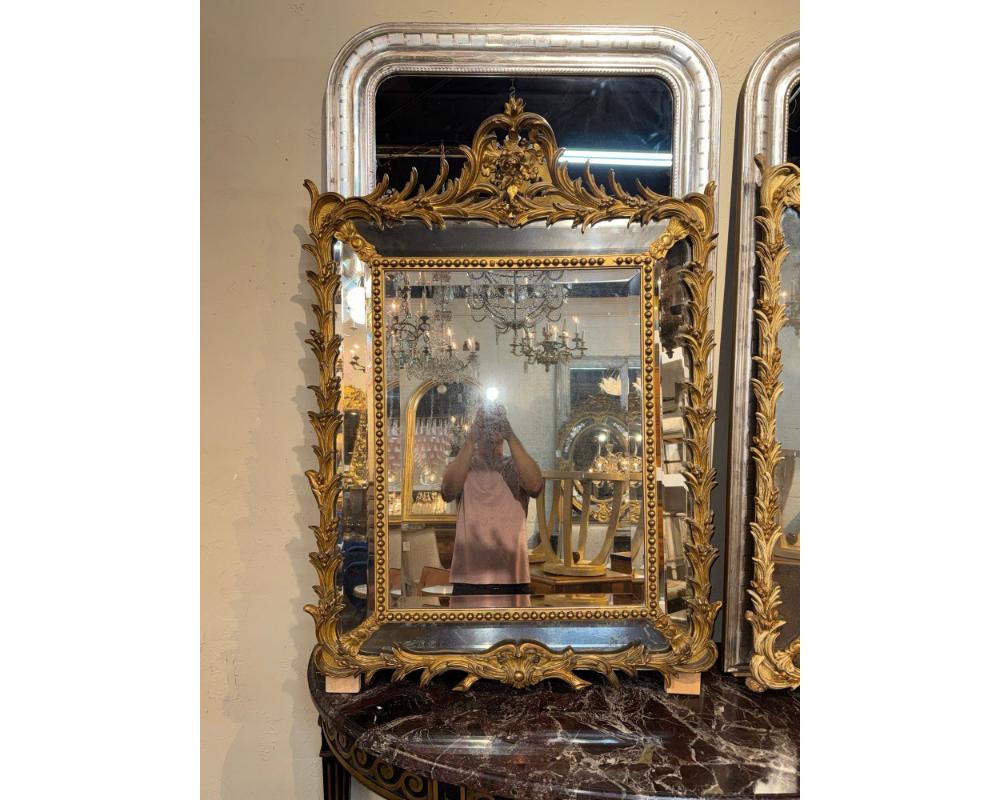 Companion Pair of 19th c. French Giltwood Cushion Mirrors - Image 4