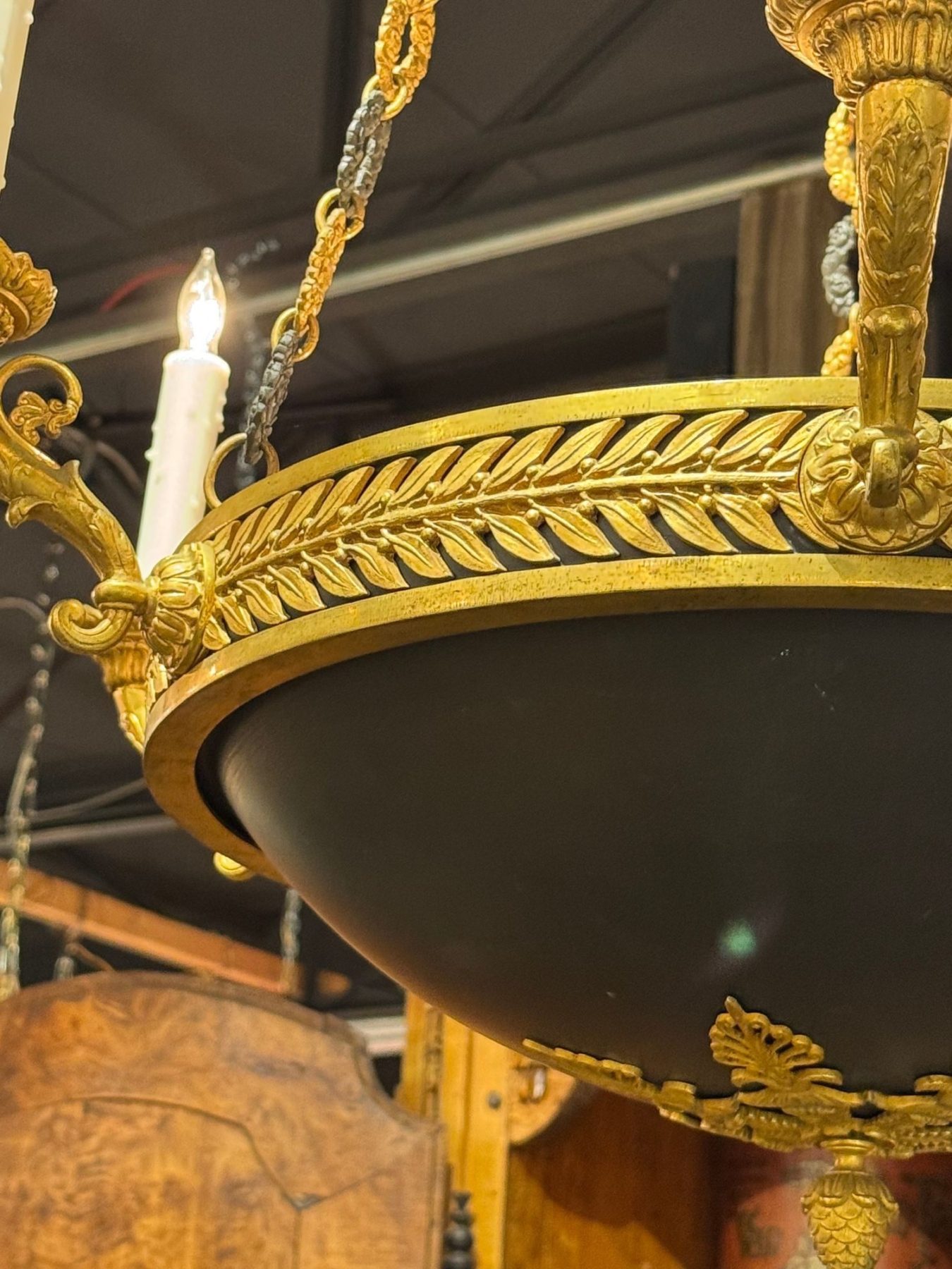 Late 19th c. French Empire Bronze Chandelier - Image 4