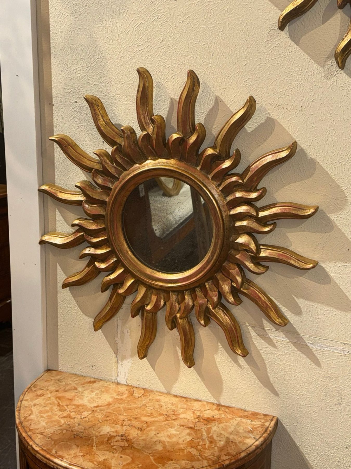 Pair of Italian Giltwood Sunburst MIrrors - Image 4