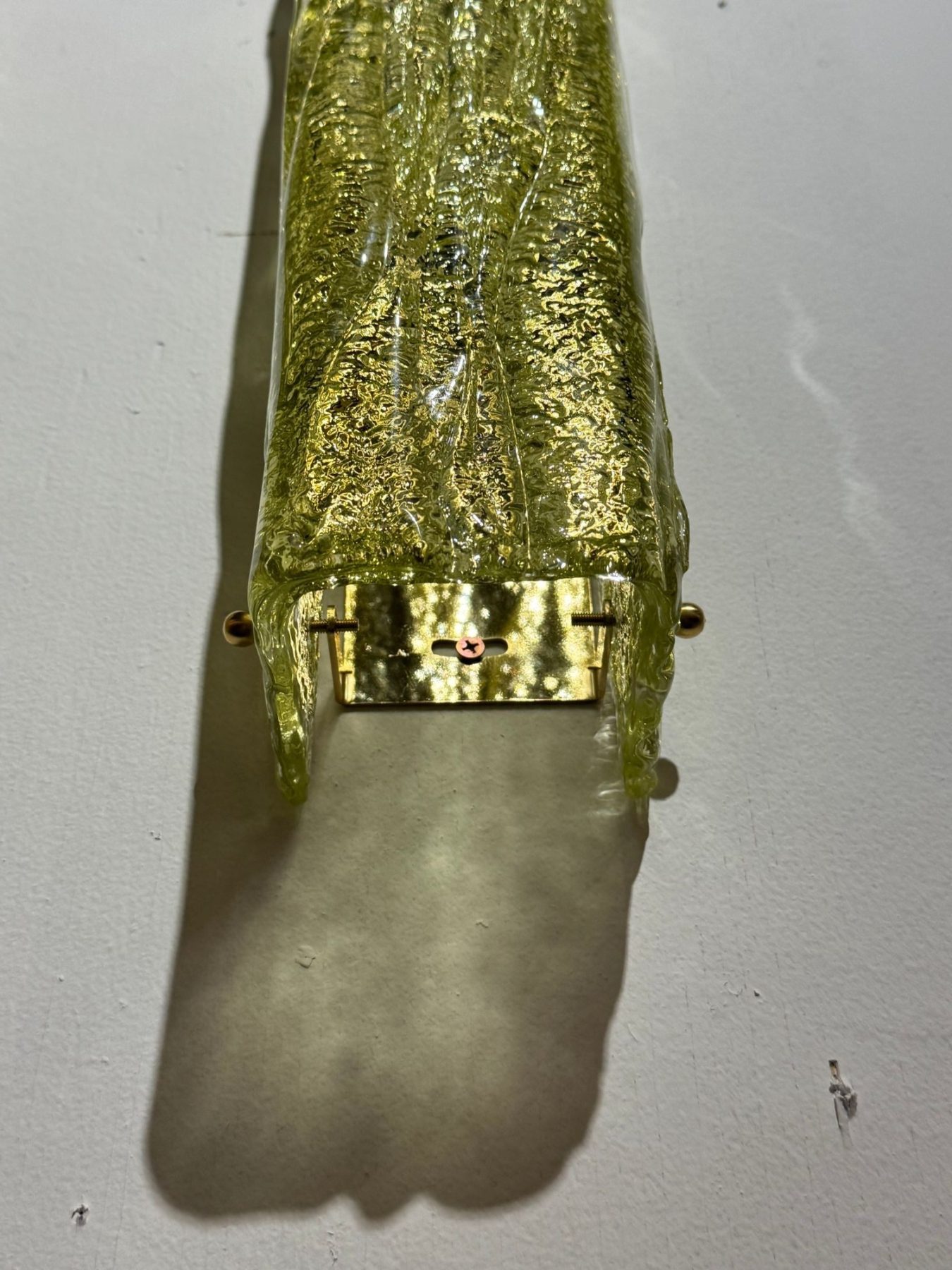 Pair of Murano Green Granola Glass Square Tube Sconces - Image 5