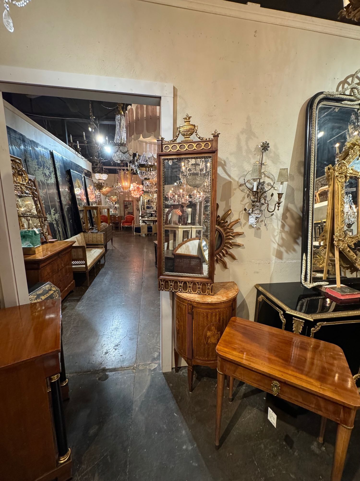 19th c. Swedish Walnut and Gilt Mirror - Image 5