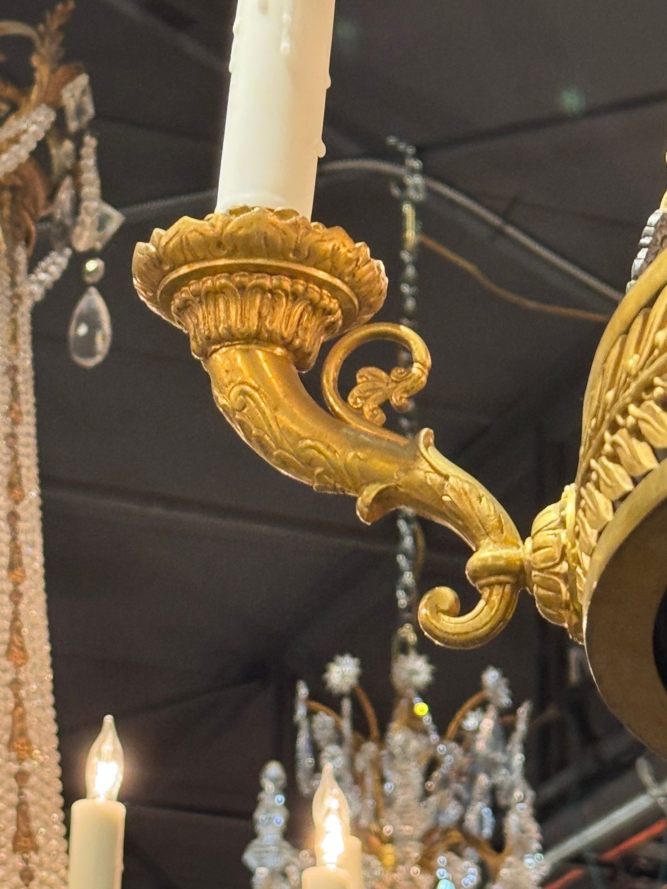 Late 19th c. French Empire Bronze Chandelier - Image 5