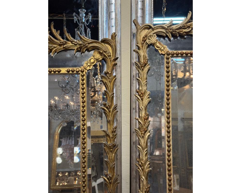 Companion Pair of 19th c. French Giltwood Cushion Mirrors - Image 5