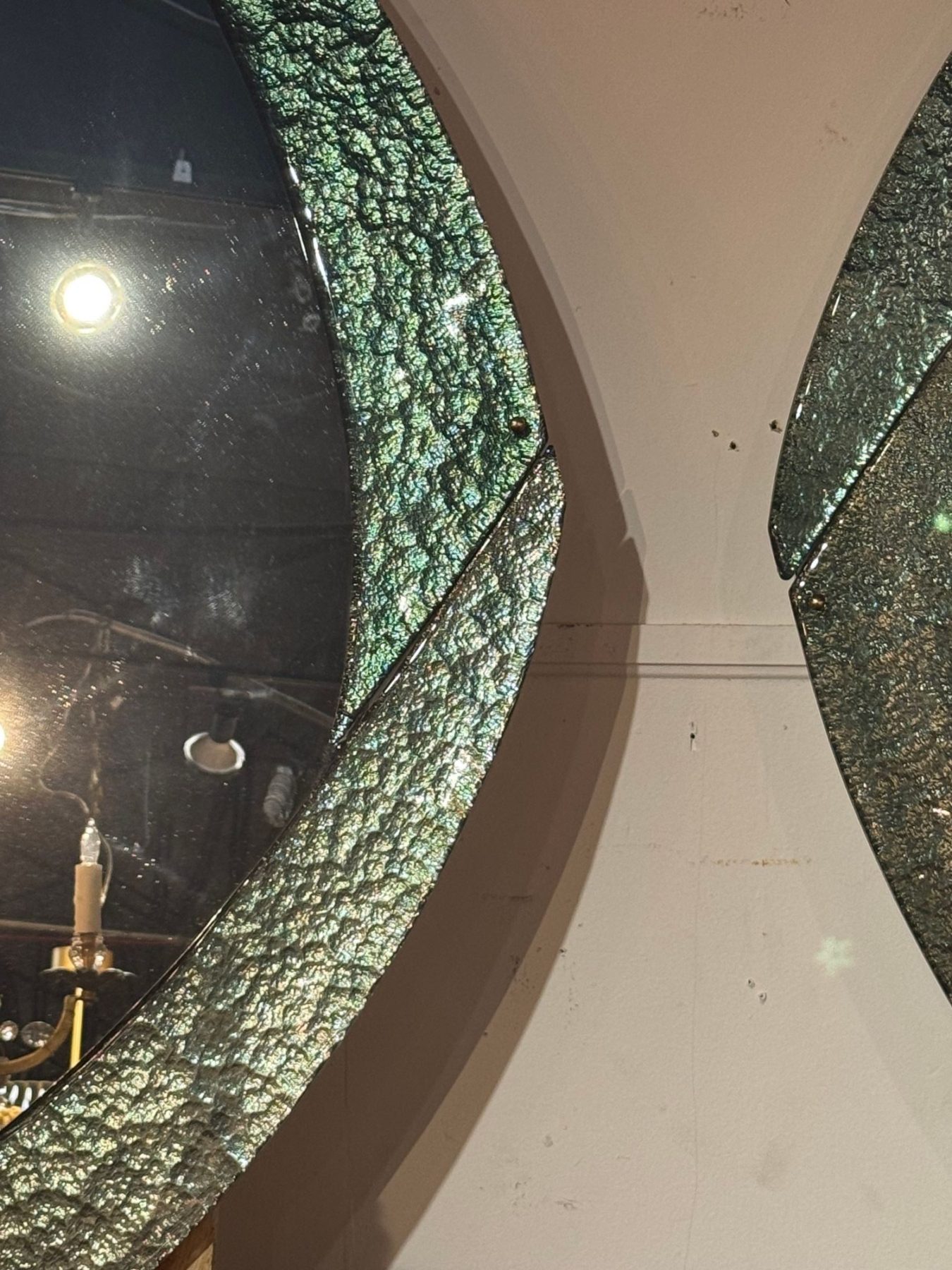 Pair of Modernist Murano Mirrors in Fontana Green - Image 5