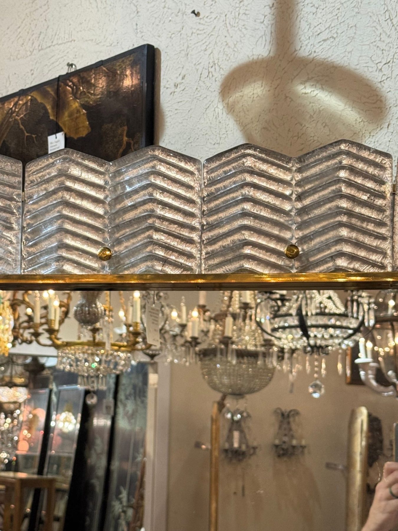 Murano Silver Glass Zigzag Mirror - Image 5