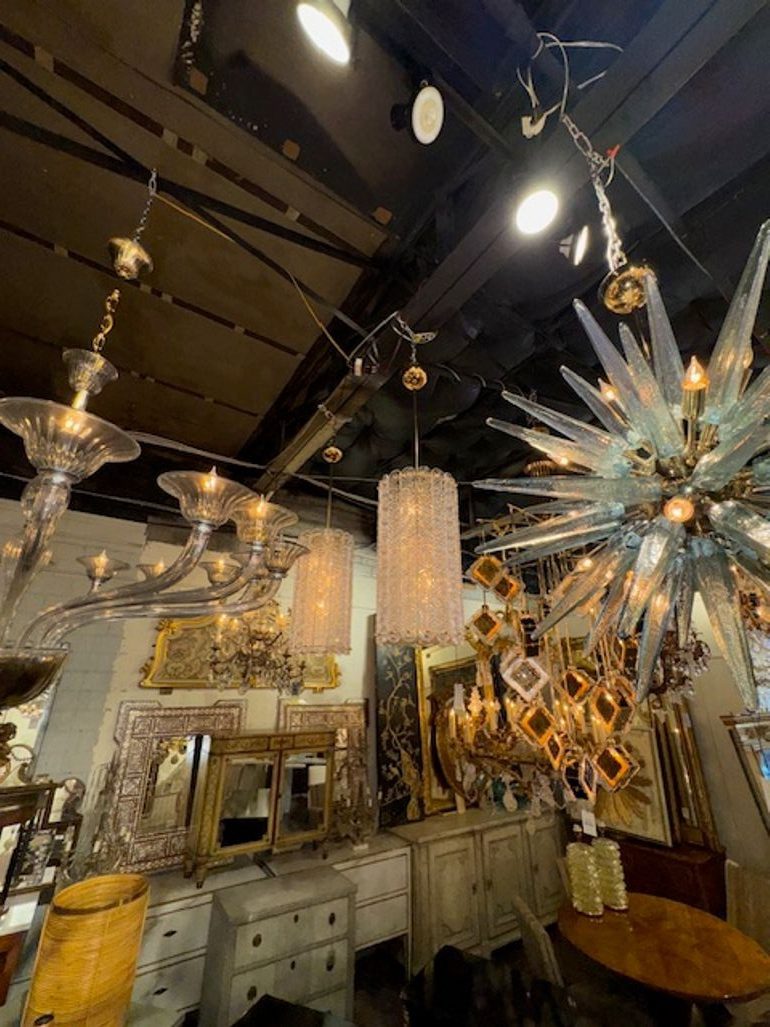 Modern Patterned Murano Glass and Brass Lantern - Image 6