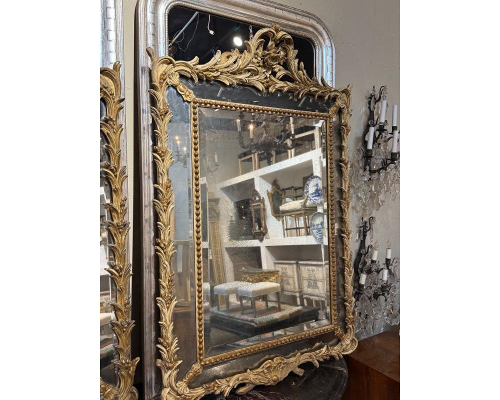 Companion Pair of 19th c. French Giltwood Cushion Mirrors - Image 6