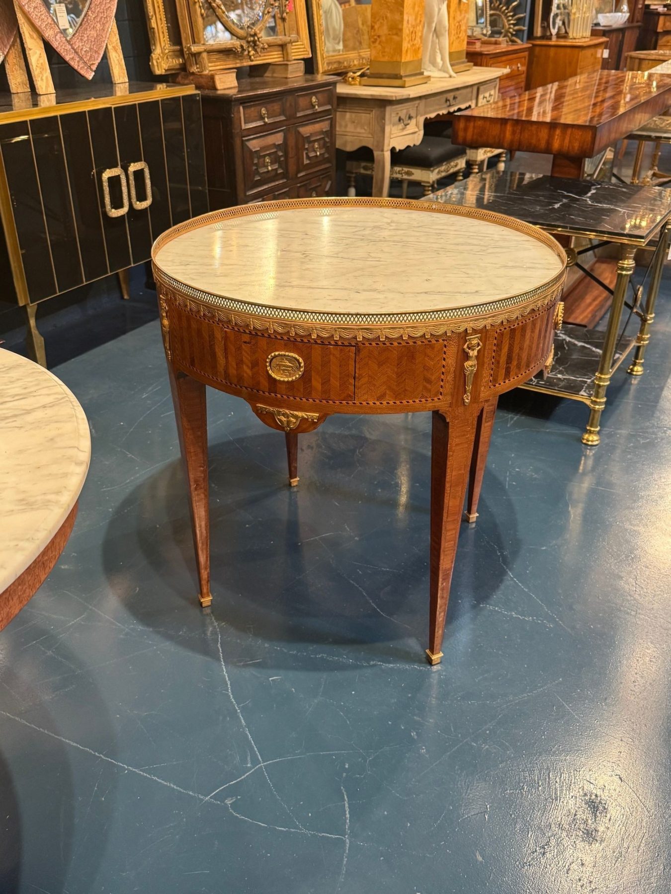19th c. French Louis XVI Inlaid Center Table - Image 6