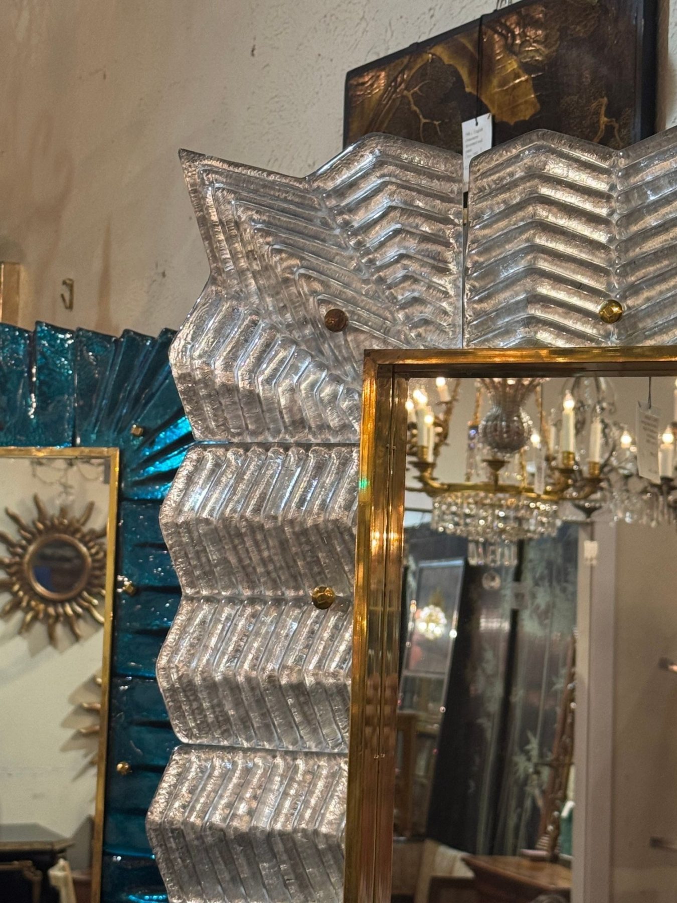 Murano Silver Glass Zigzag Mirror - Image 6