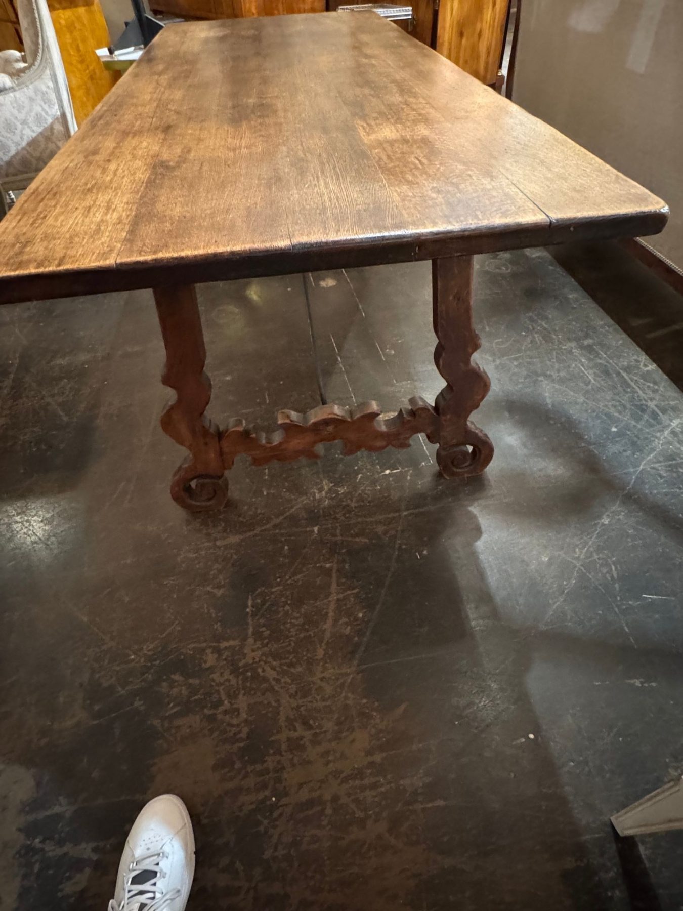 19th c. Spanish Walnut Trestle Table - Image 6