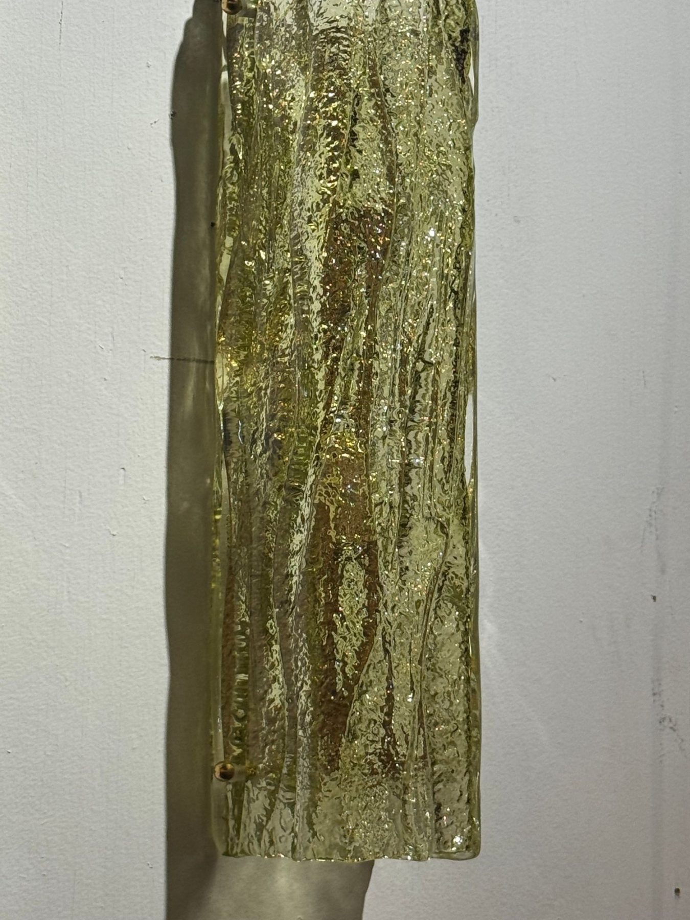 Pair of Murano Green Granola Glass Square Tube Sconces - Image 6