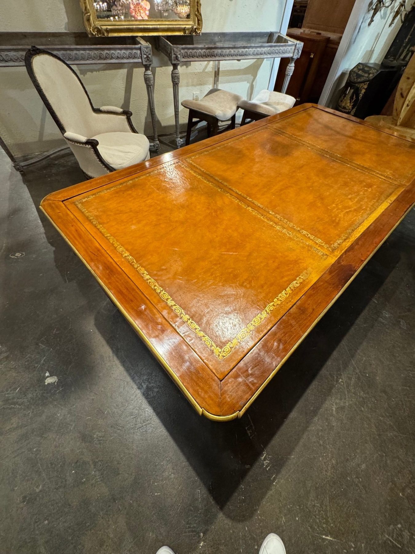 Large 19th c. French Louis XVI Walnut Bureau Plat - Image 6