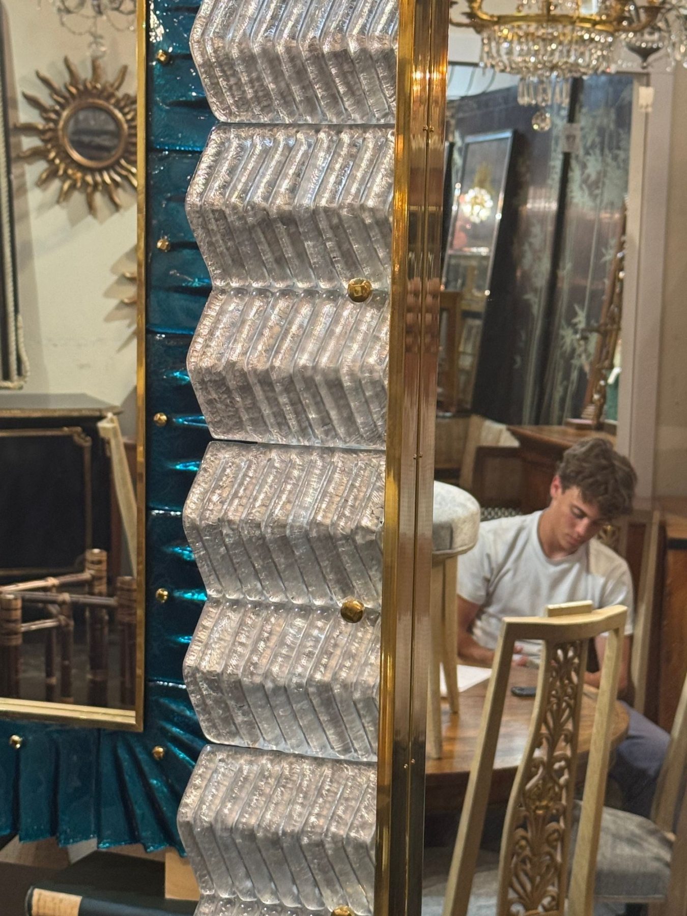 Murano Silver Glass Zigzag Mirror - Image 7