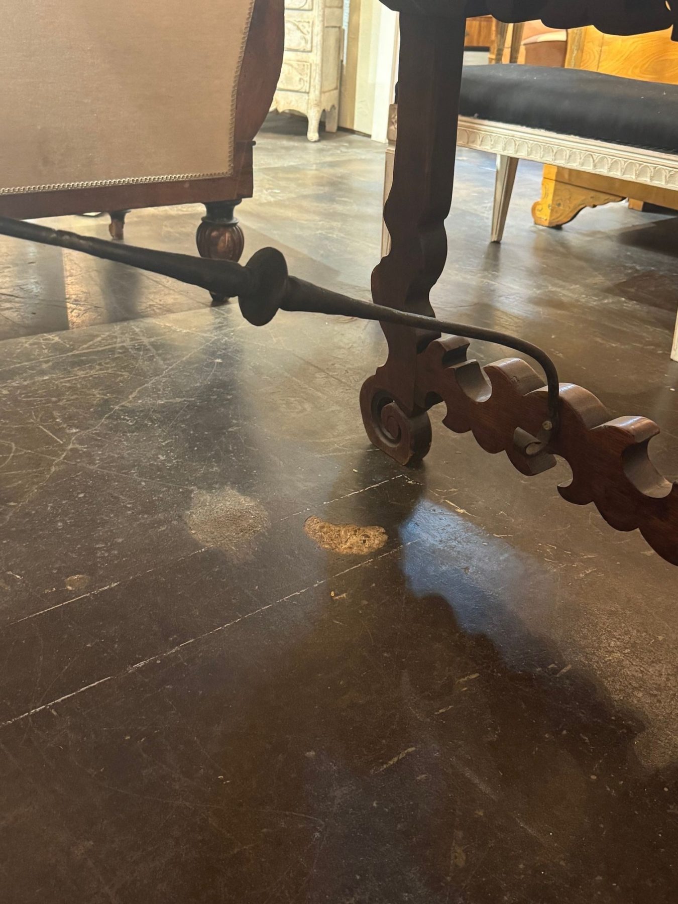 19th c. Spanish Walnut Trestle Table - Image 8