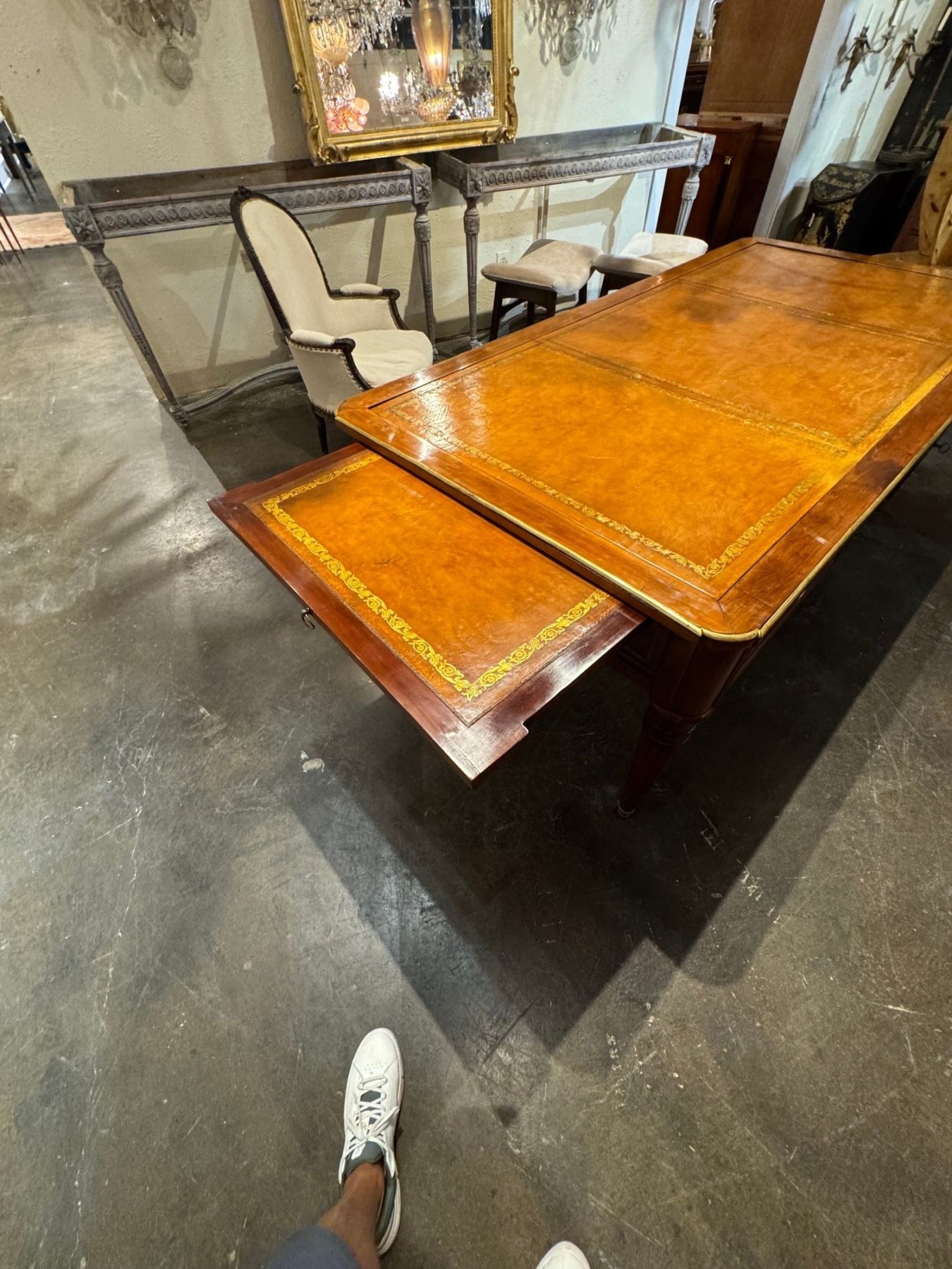 Large 19th c. French Louis XVI Walnut Bureau Plat - Image 8