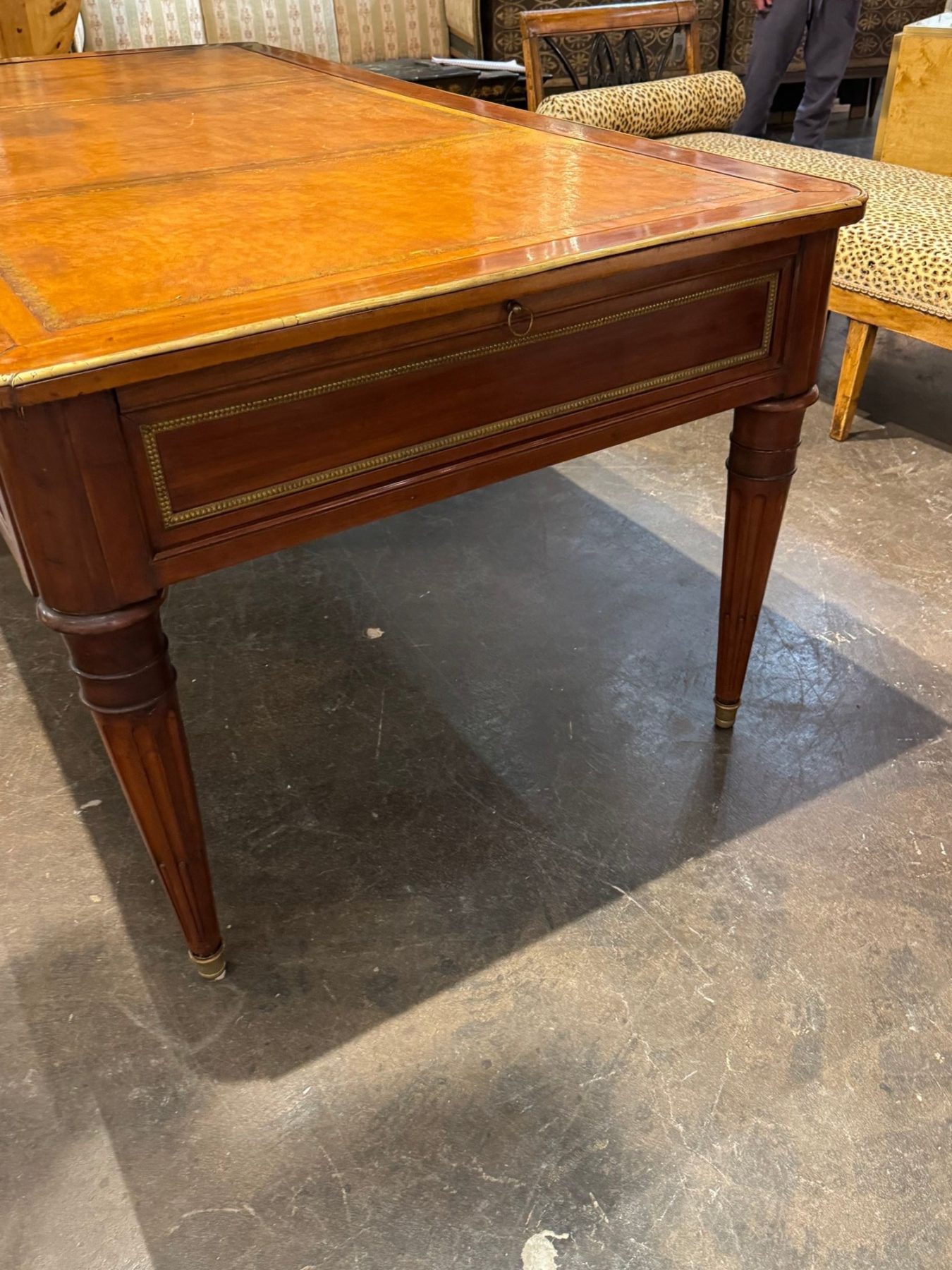 Large 19th c. French Louis XVI Walnut Bureau Plat - Image 9
