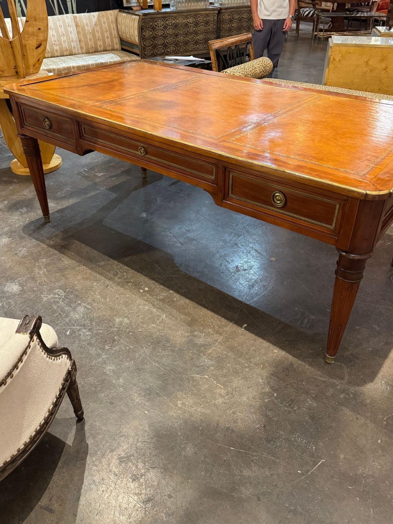 Large 19th c. French Louis XVI Walnut Bureau Plat - Image 10