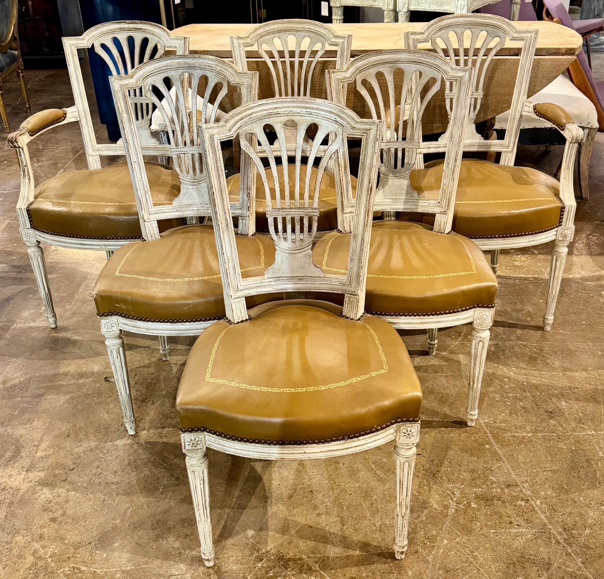 Set of 6 French Louis XVI Dining Chairs