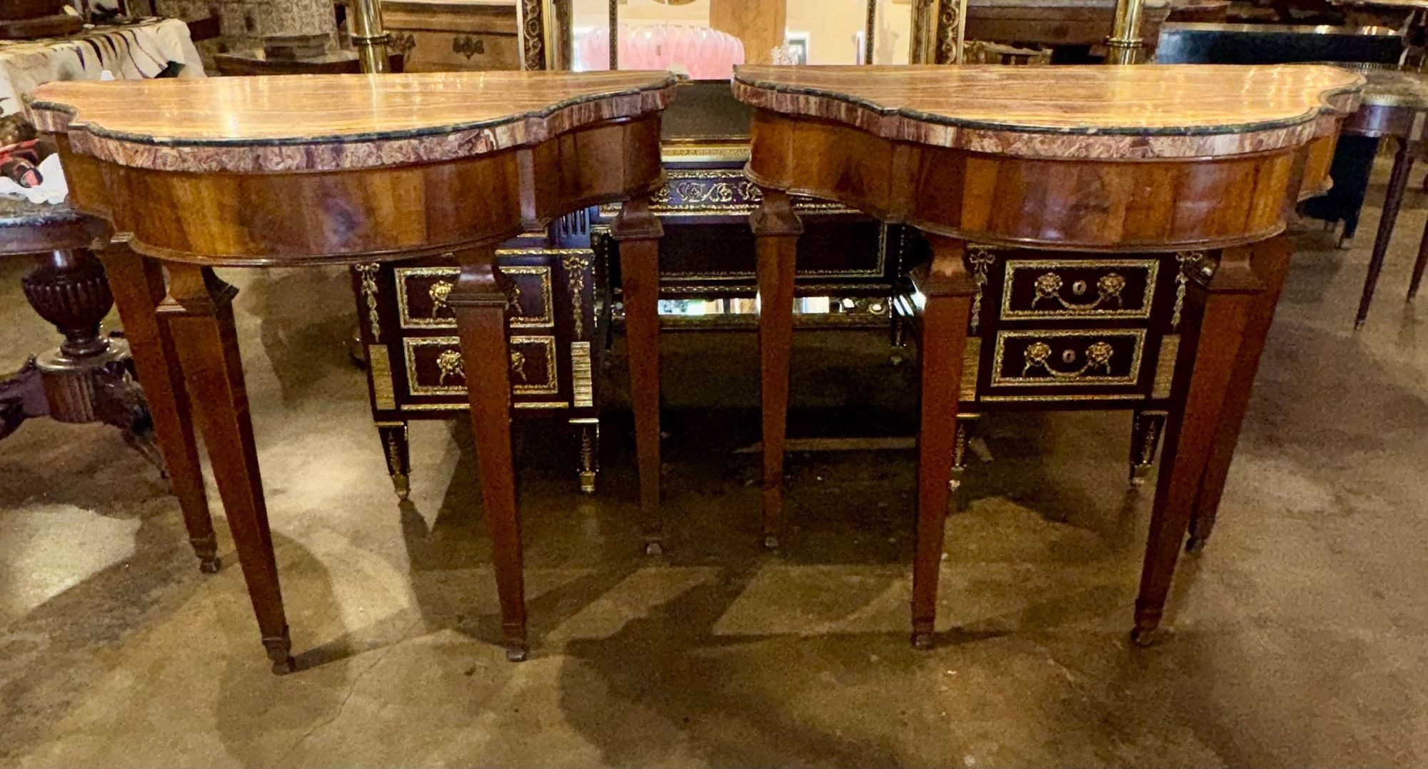 Pair of 18th c. Italian Tuscan Walnut Consoles