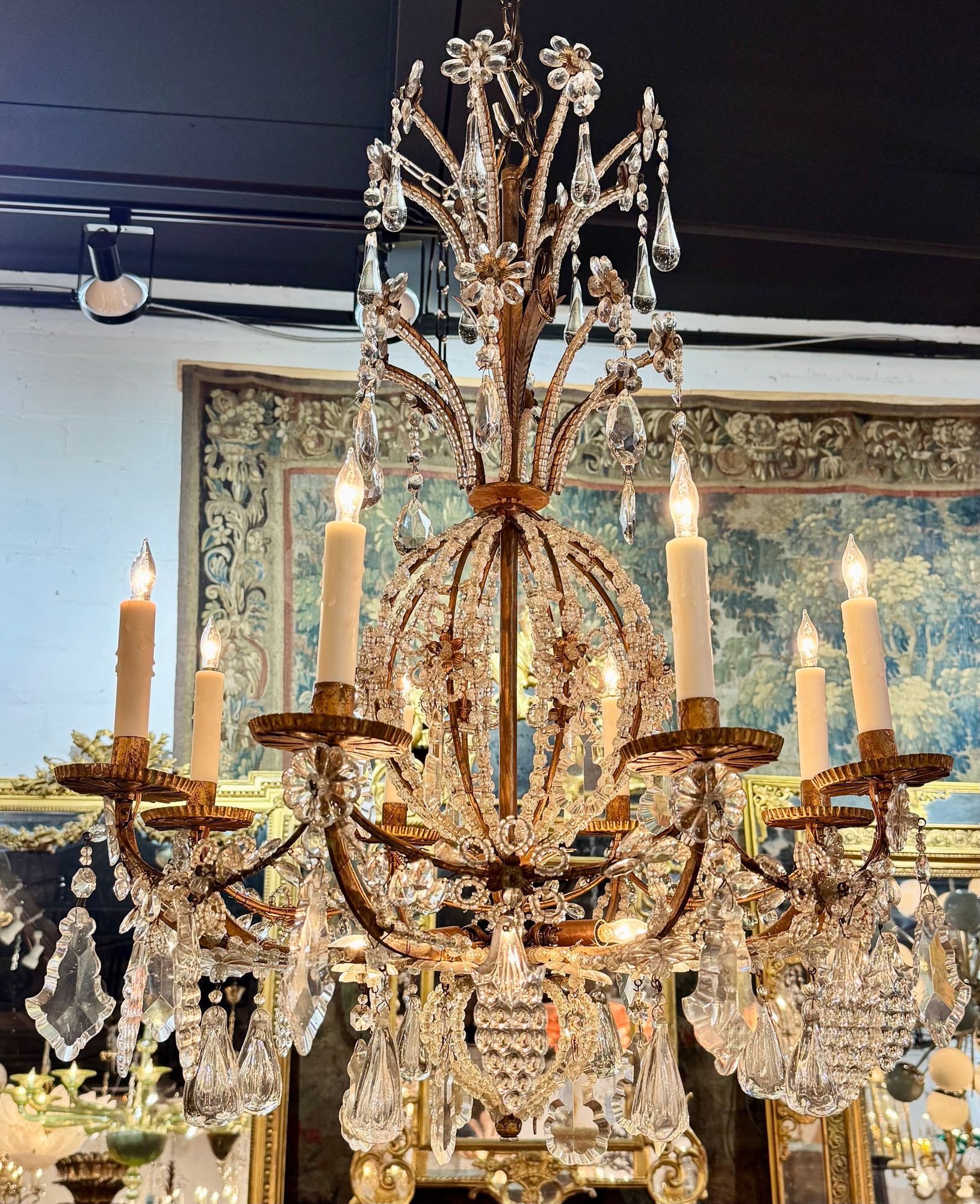 19th c. Italian Beaded Crystal Chandelier - Image 2