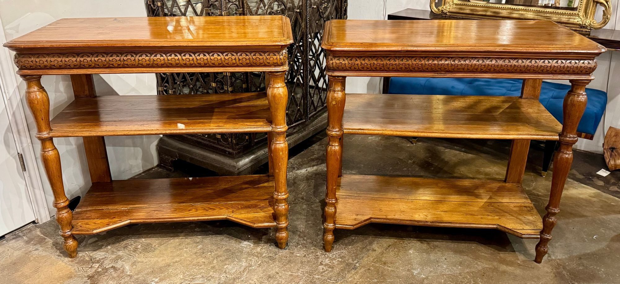 Pair of 19th c. French Oak Etageres