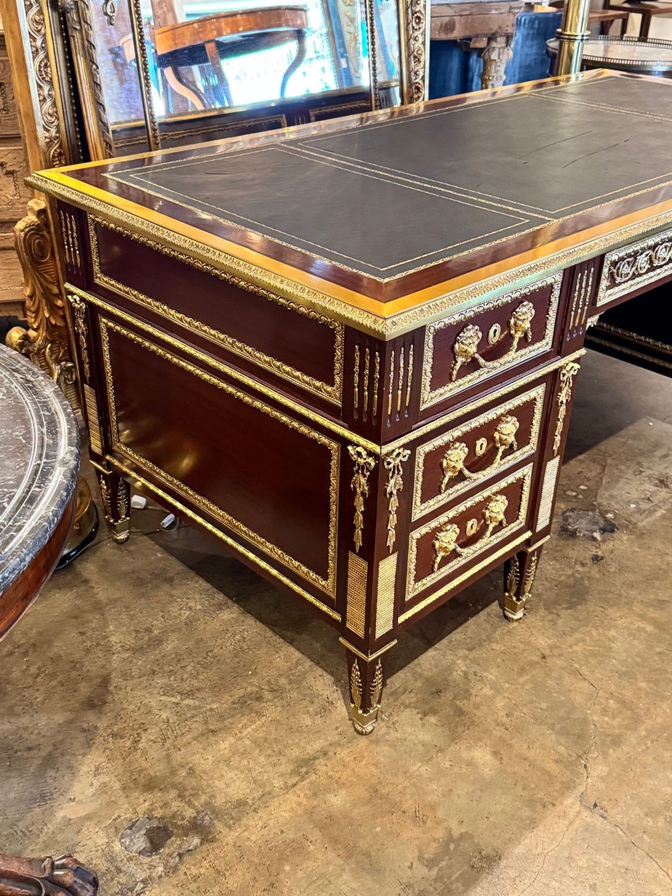 Louis XVI Style Mahogany and Gilt Bronze Bureau Plat - Image 11