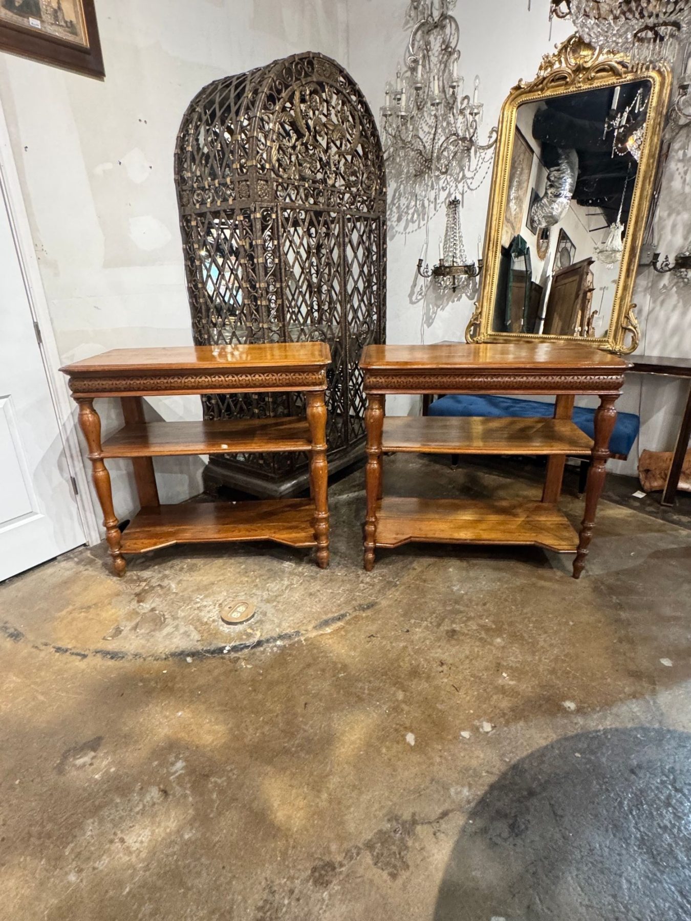 Pair of 19th c. French Oak Etageres - Image 2