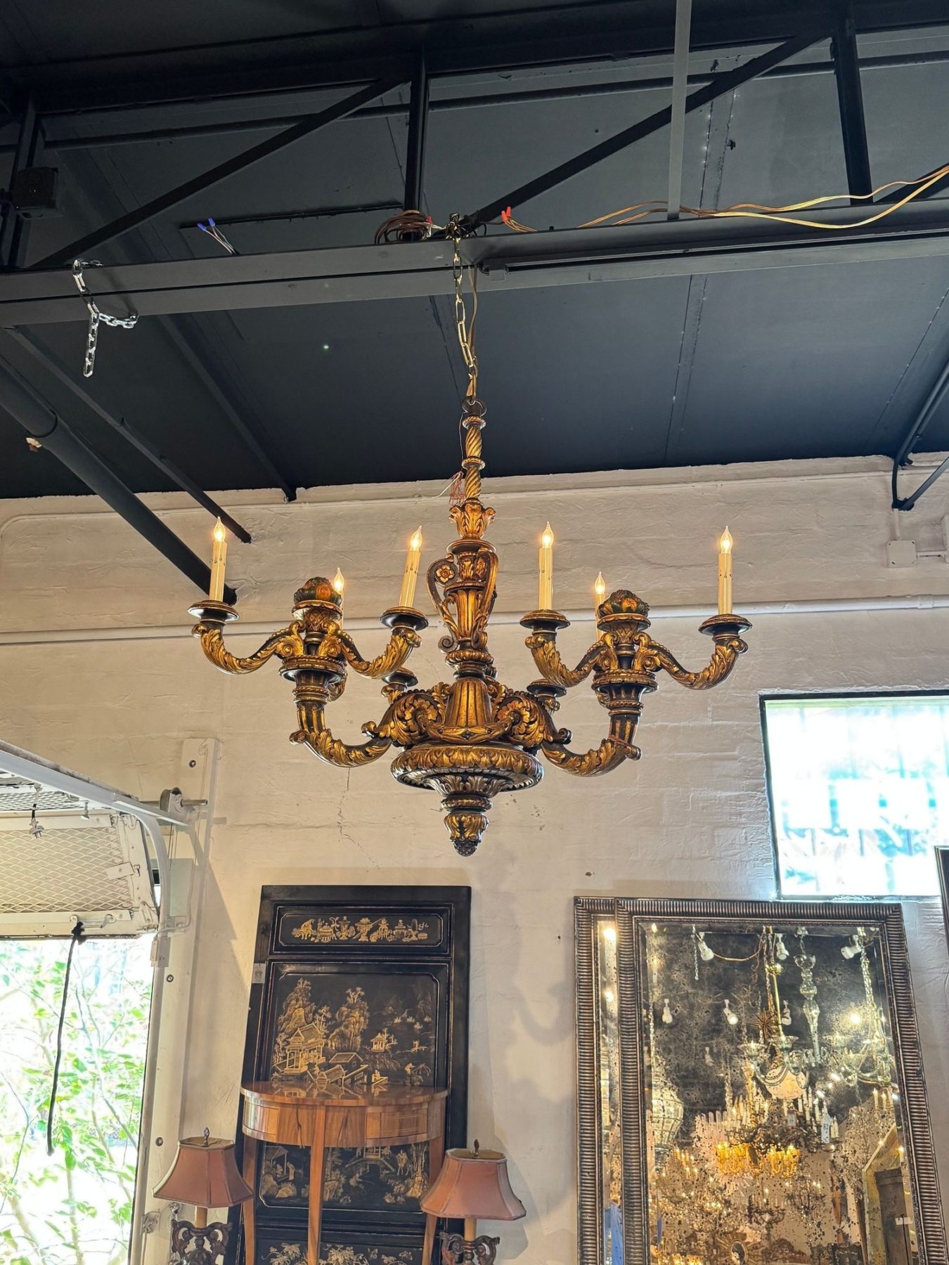 19th c. French Giltwood Chandelier - Image 2