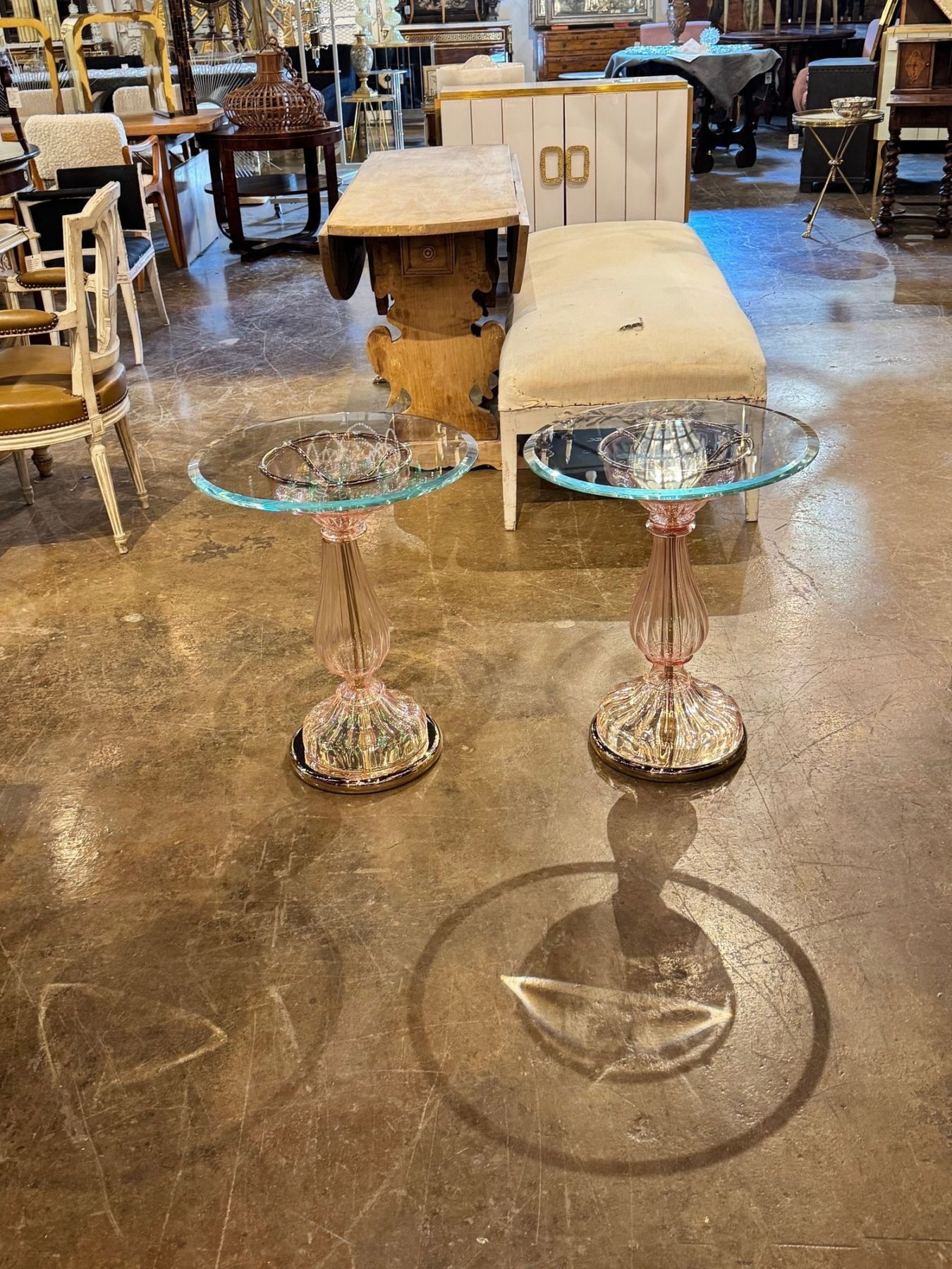 Pair of Murano Pink Glass Side Tables - Image 2
