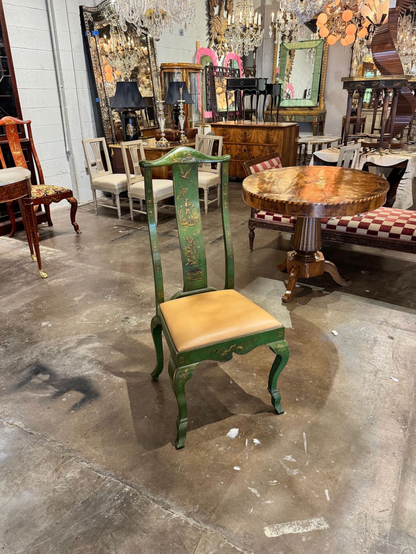 Vintage English Green Chinoiserie Chair - Image 2