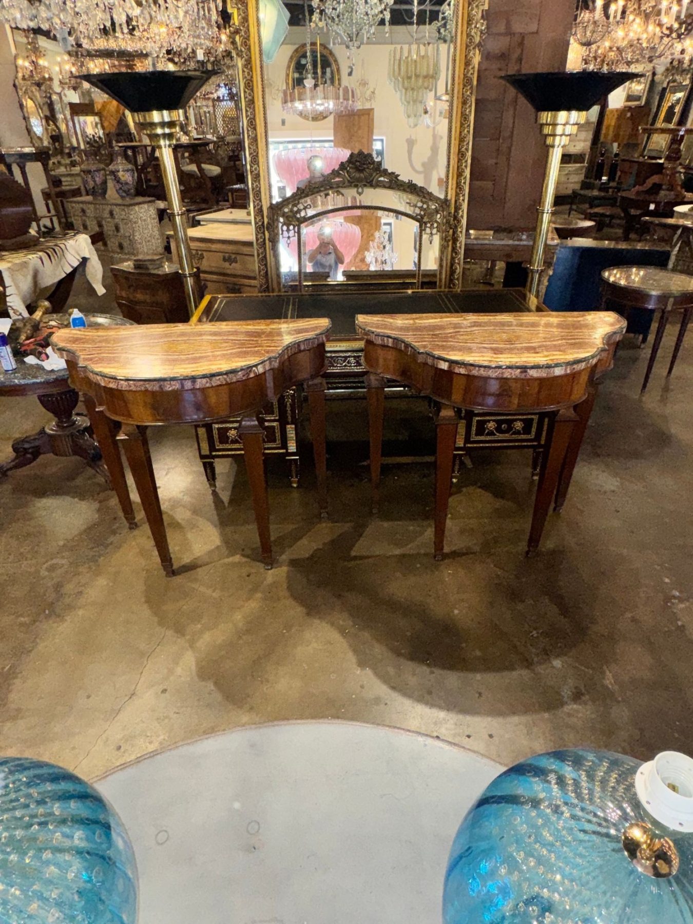 Pair of 18th c. Italian Tuscan Walnut Consoles - Image 2