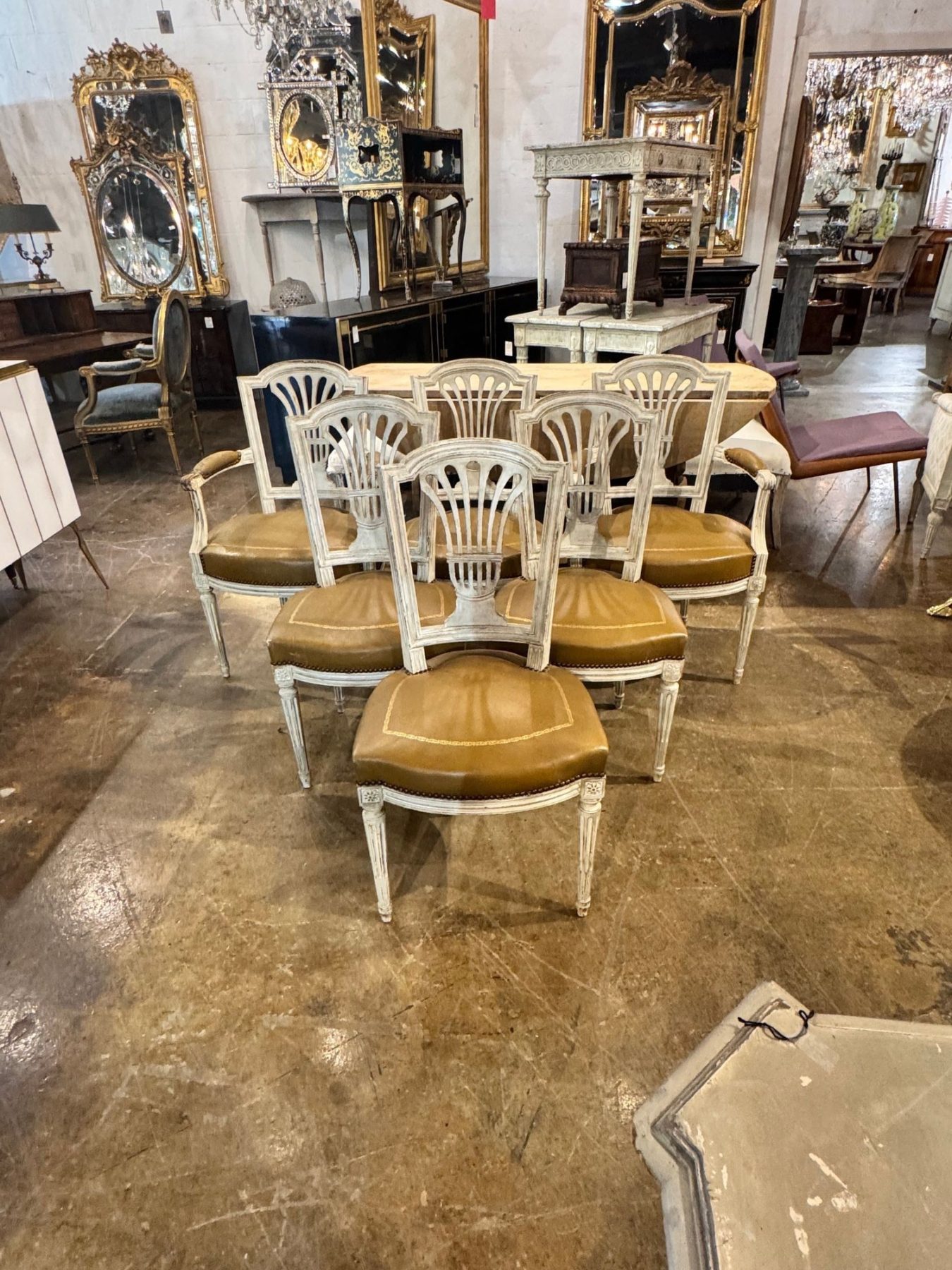 Set of 6 French Louis XVI Dining Chairs - Image 2