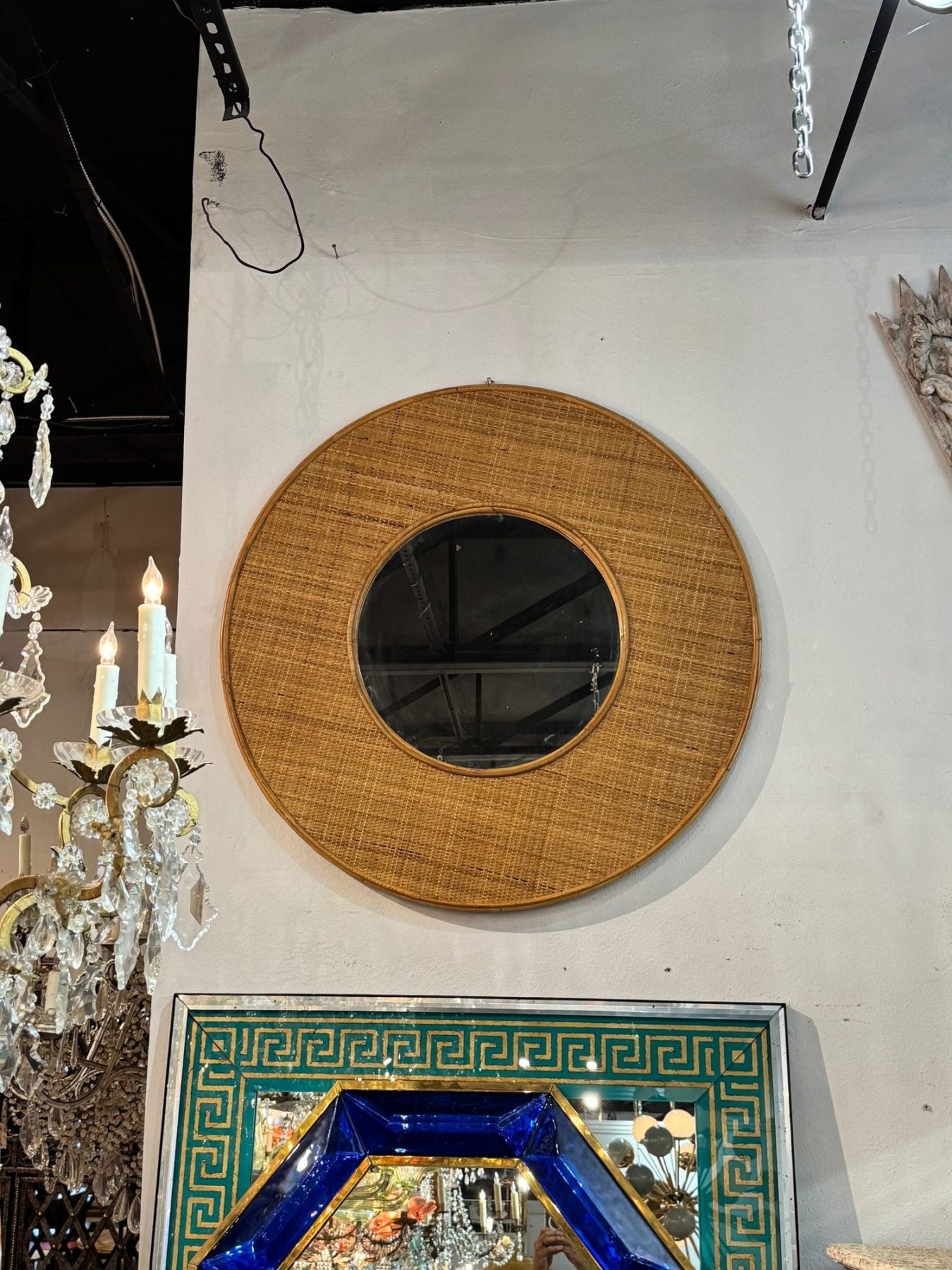 Vintage Italian Rattan Mirror - Image 2