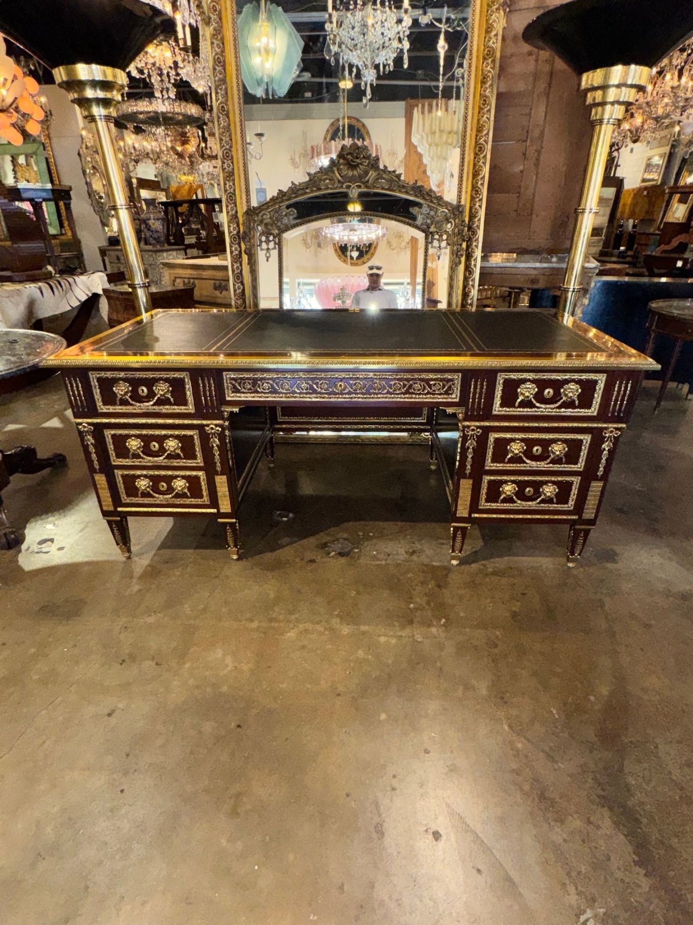 Louis XVI Style Mahogany and Gilt Bronze Bureau Plat - Image 2