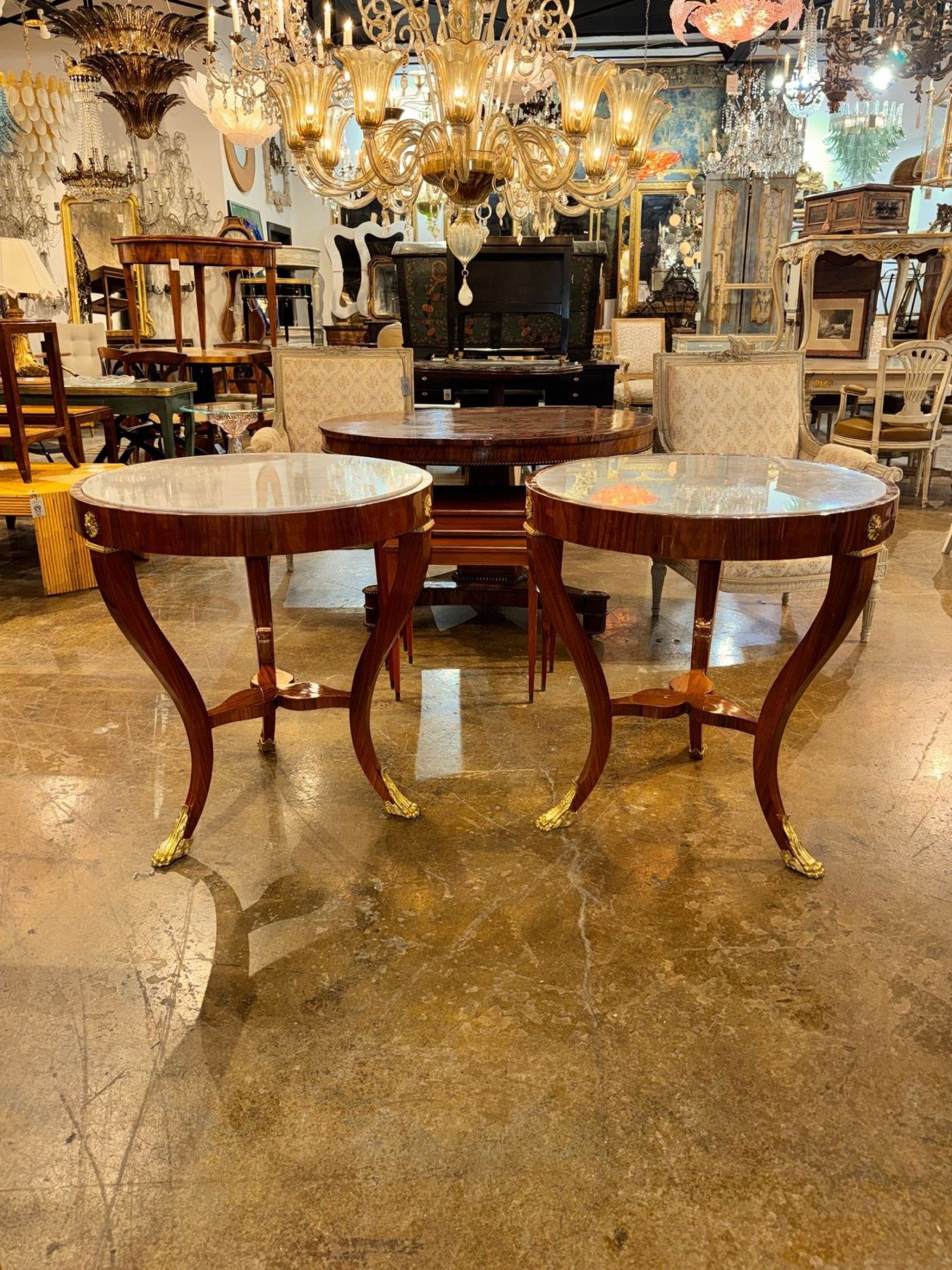 Pair of Italian Empire Style Mahogany Side Tables - Image 2