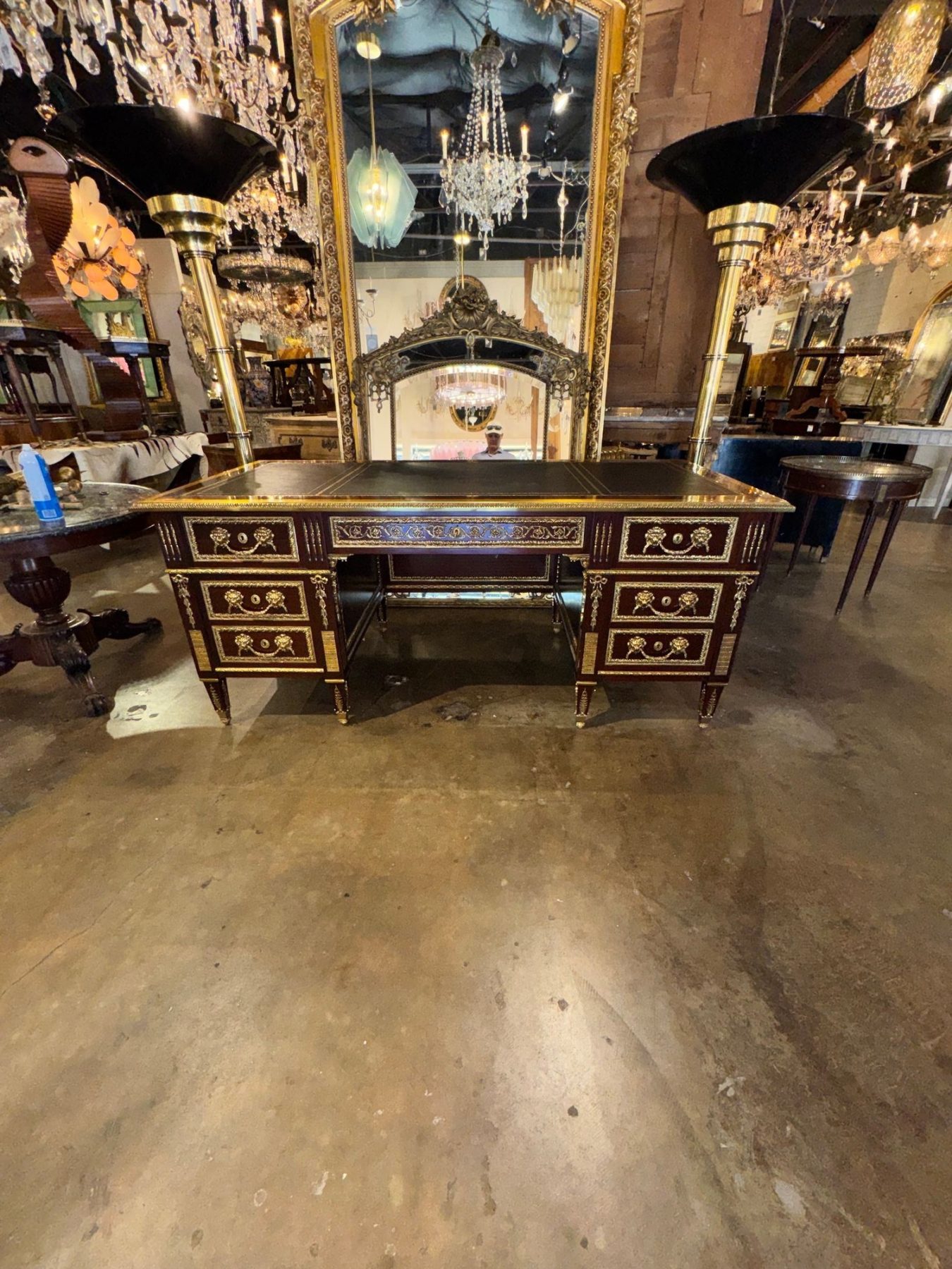 Louis XVI Style Mahogany and Gilt Bronze Bureau Plat - Image 3
