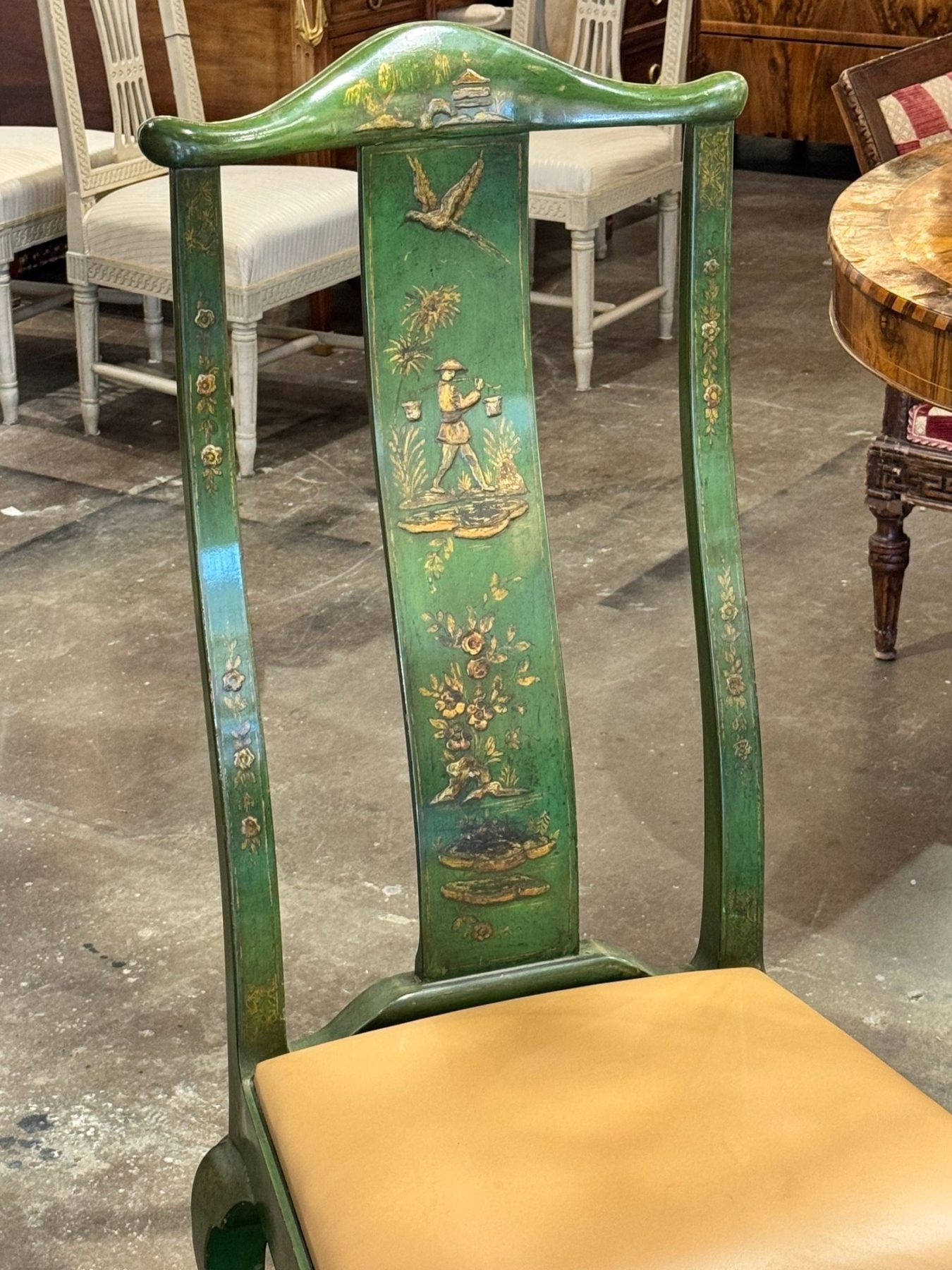 Vintage English Green Chinoiserie Chair - Image 3