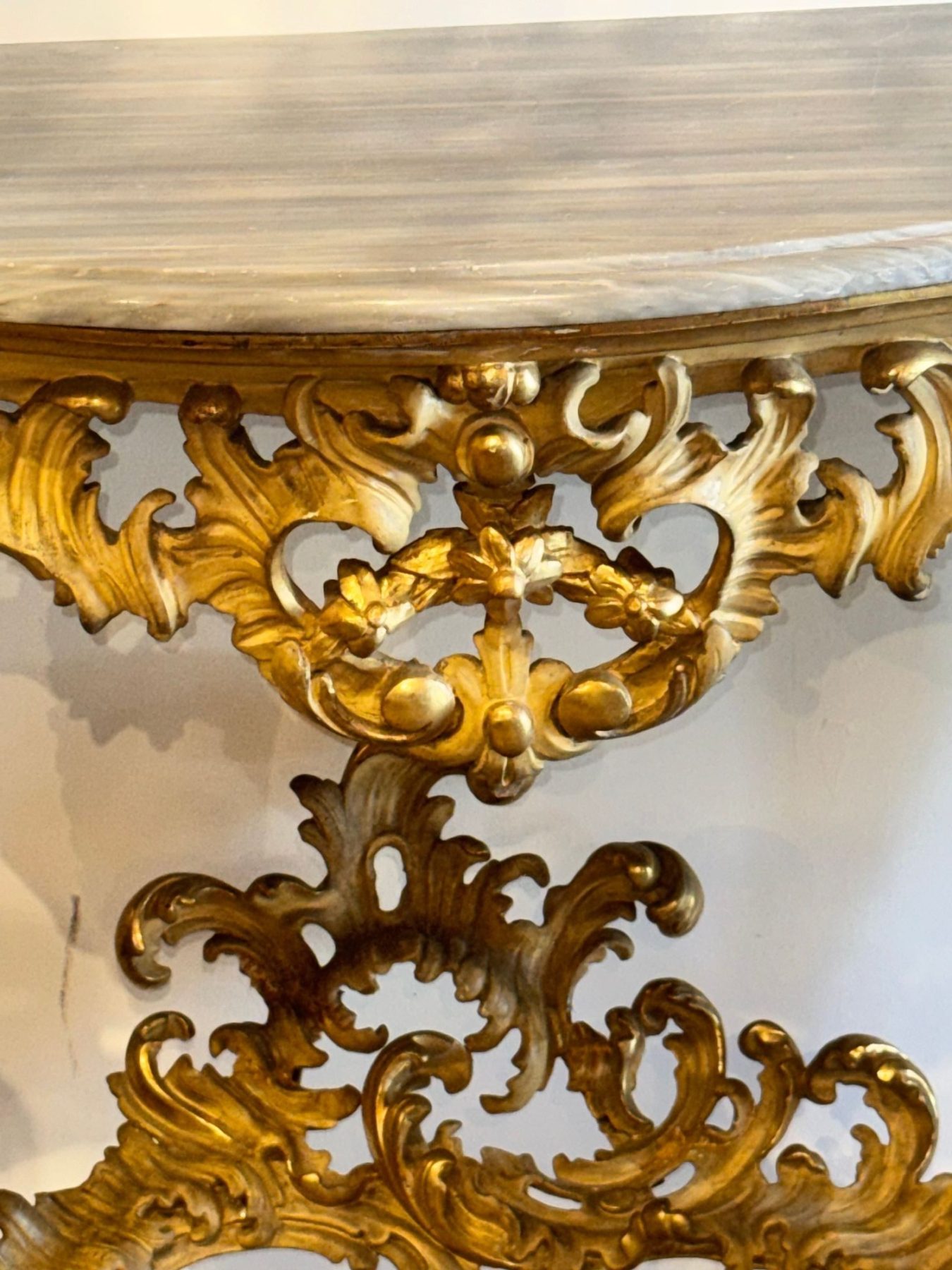 Pair of 19th c. French Louis XV Giltwood Consoles - Image 3
