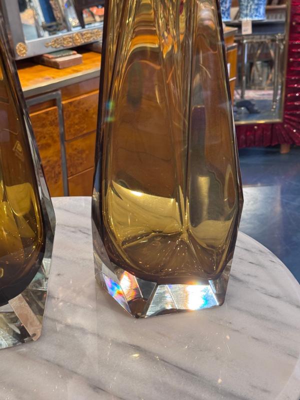 Paid of Murano Amber Glass Lamps - Image 3