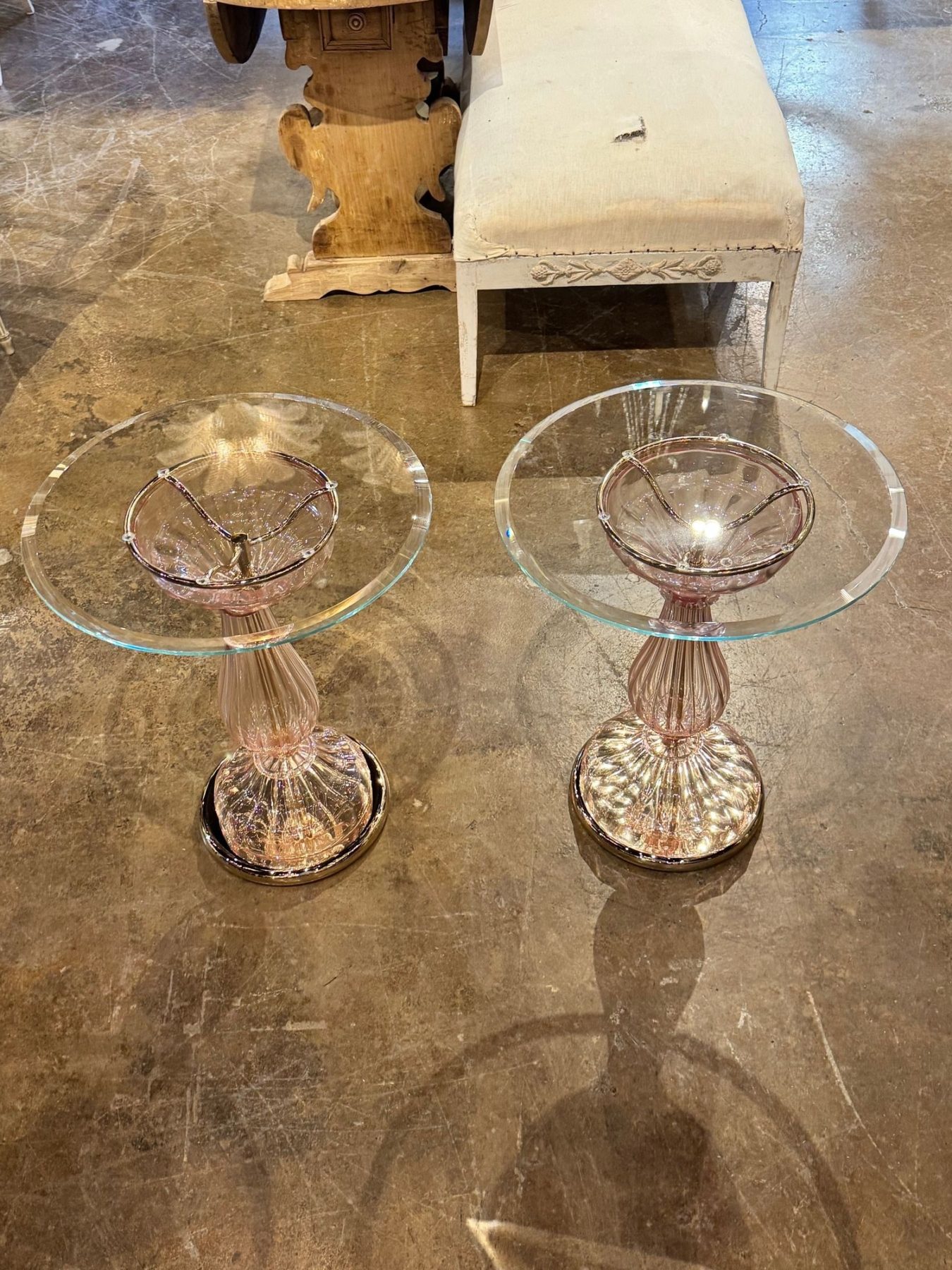 Pair of Murano Pink Glass Side Tables - Image 3